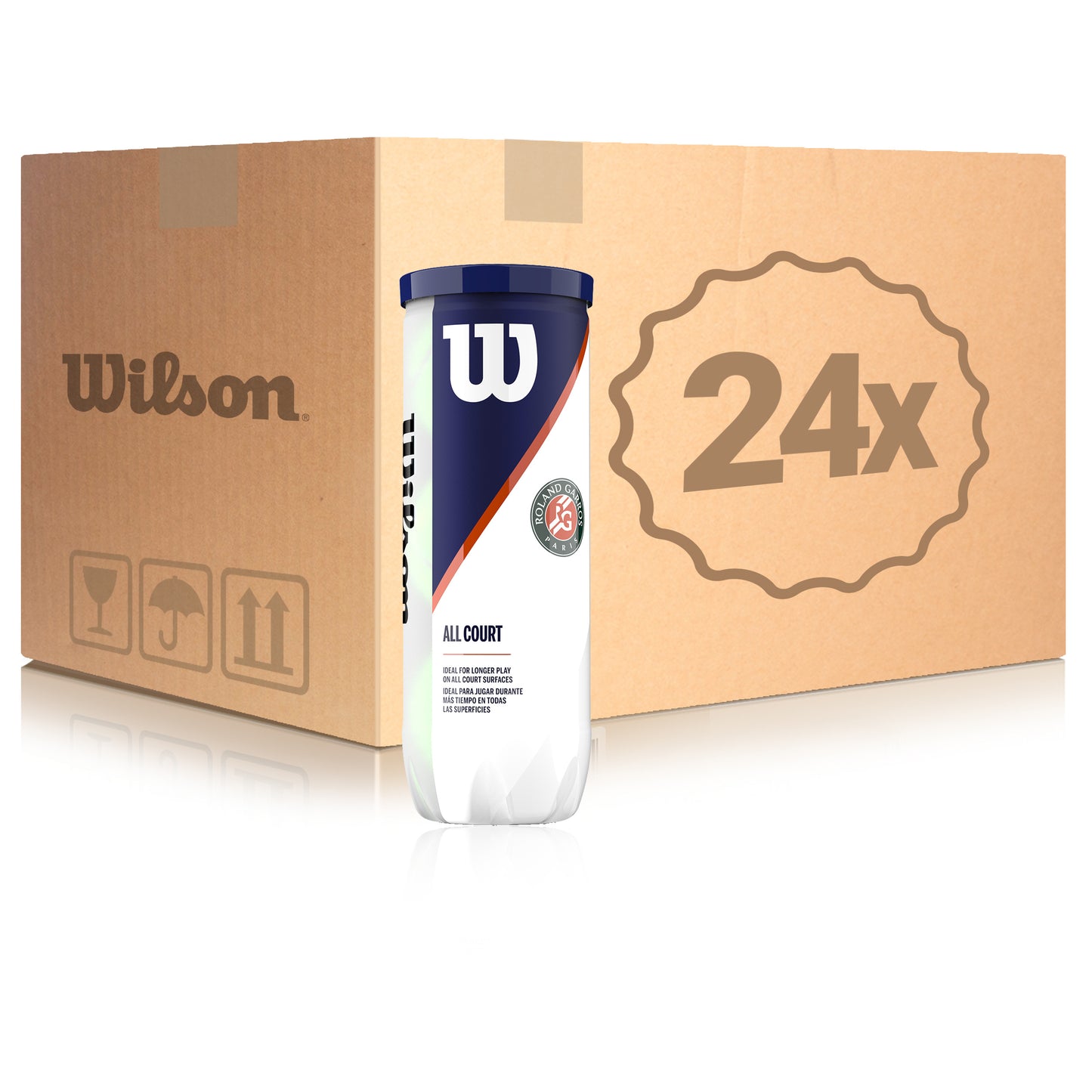 Wilson 24 Tubes de 3 Roland Garros All Court 3er En carton Wilson 24 Tubes de 3 Roland Garros All Court 3er En carton