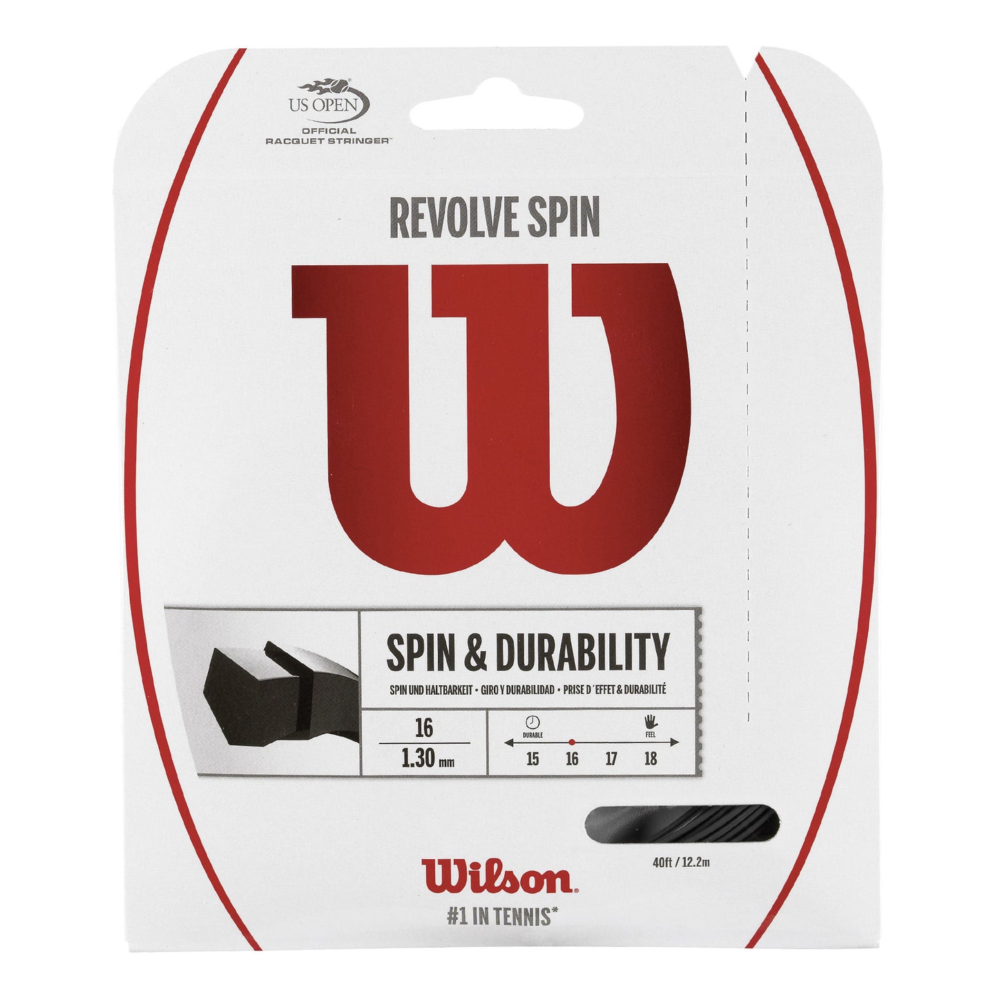 Wilson Revolve Spin Cordage En Garniture 12,2m-Noir Wilson Revolve Spin Cordage En Garniture 12,2m-Noir