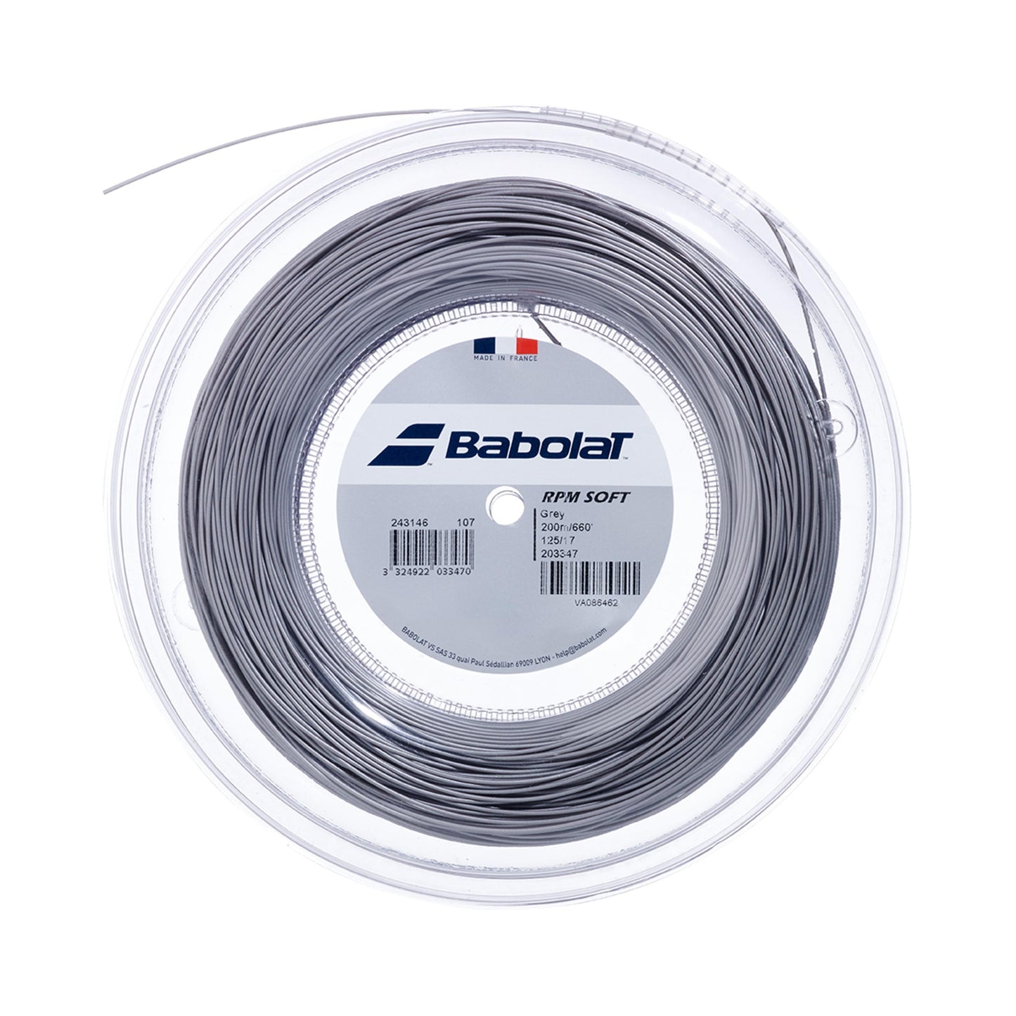 Babolat RPM Soft Bobine Cordage 200m-Gris Babolat RPM Soft Bobine Cordage 200m-Gris