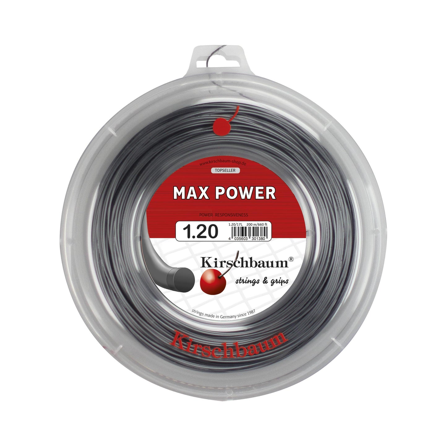 Kirschbaum Max Power Bobine Cordage 200m-Anthracite Kirschbaum Max Power Bobine Cordage 200m-Anthracite