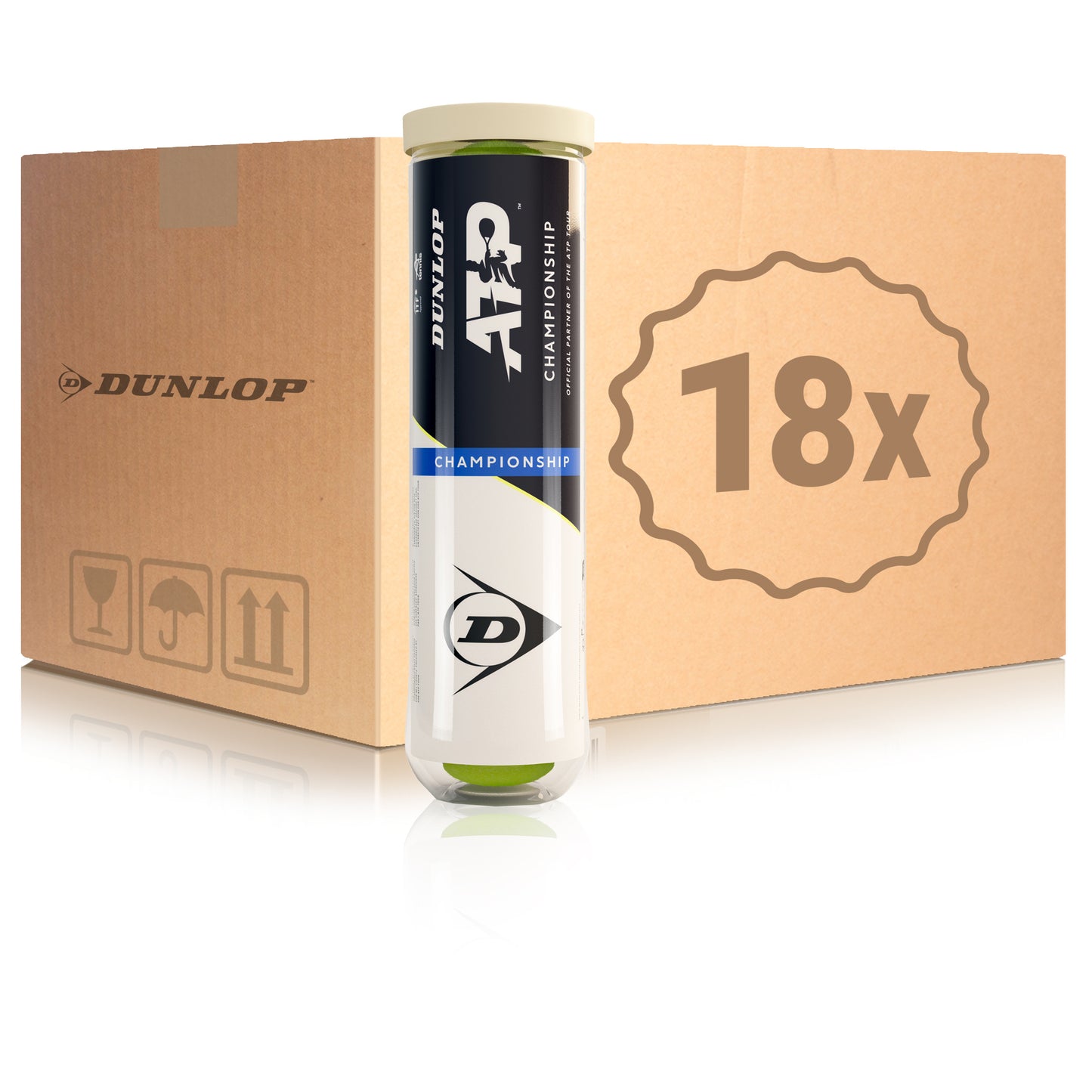 Dunlop 18 tubes de 4 ATP Championship En carton Dunlop 18 tubes de 4 ATP Championship En carton