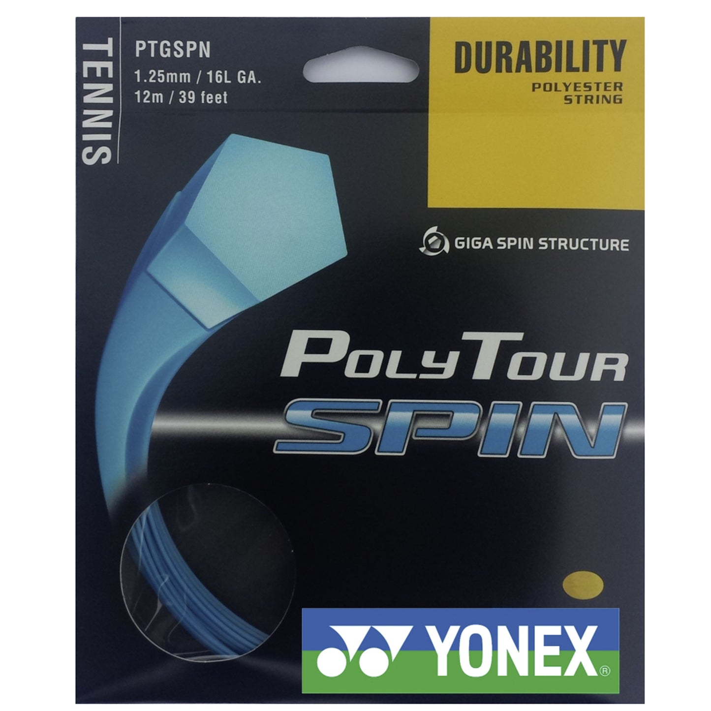 Yonex Poly Tour Spin Cordage en garniture 12m - bleu Yonex Poly Tour Spin Cordage en garniture 12m - bleu