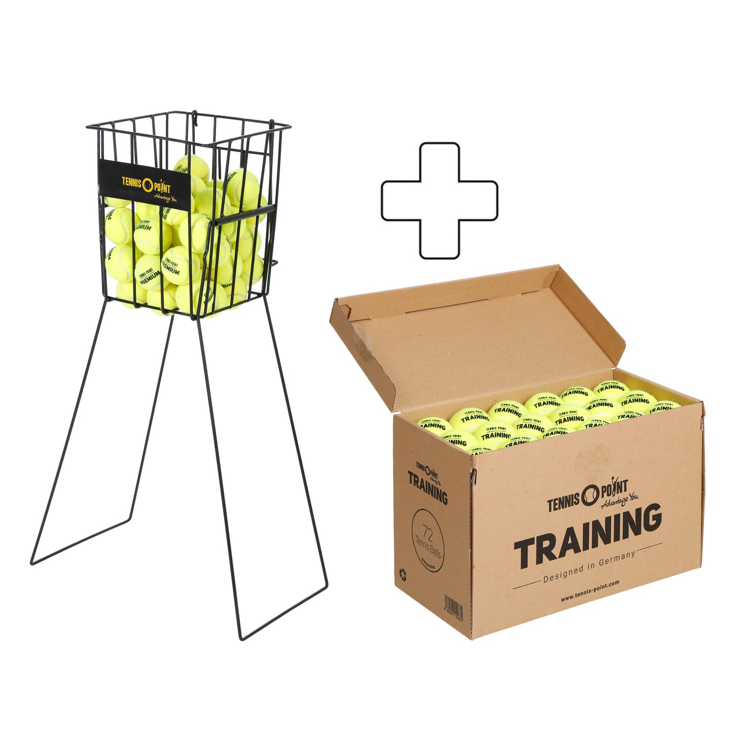 Tennis-Point Box de 72 balles Training + panier ramasse balles Tennis-Point Box de 72 balles Training + panier ramasse balles