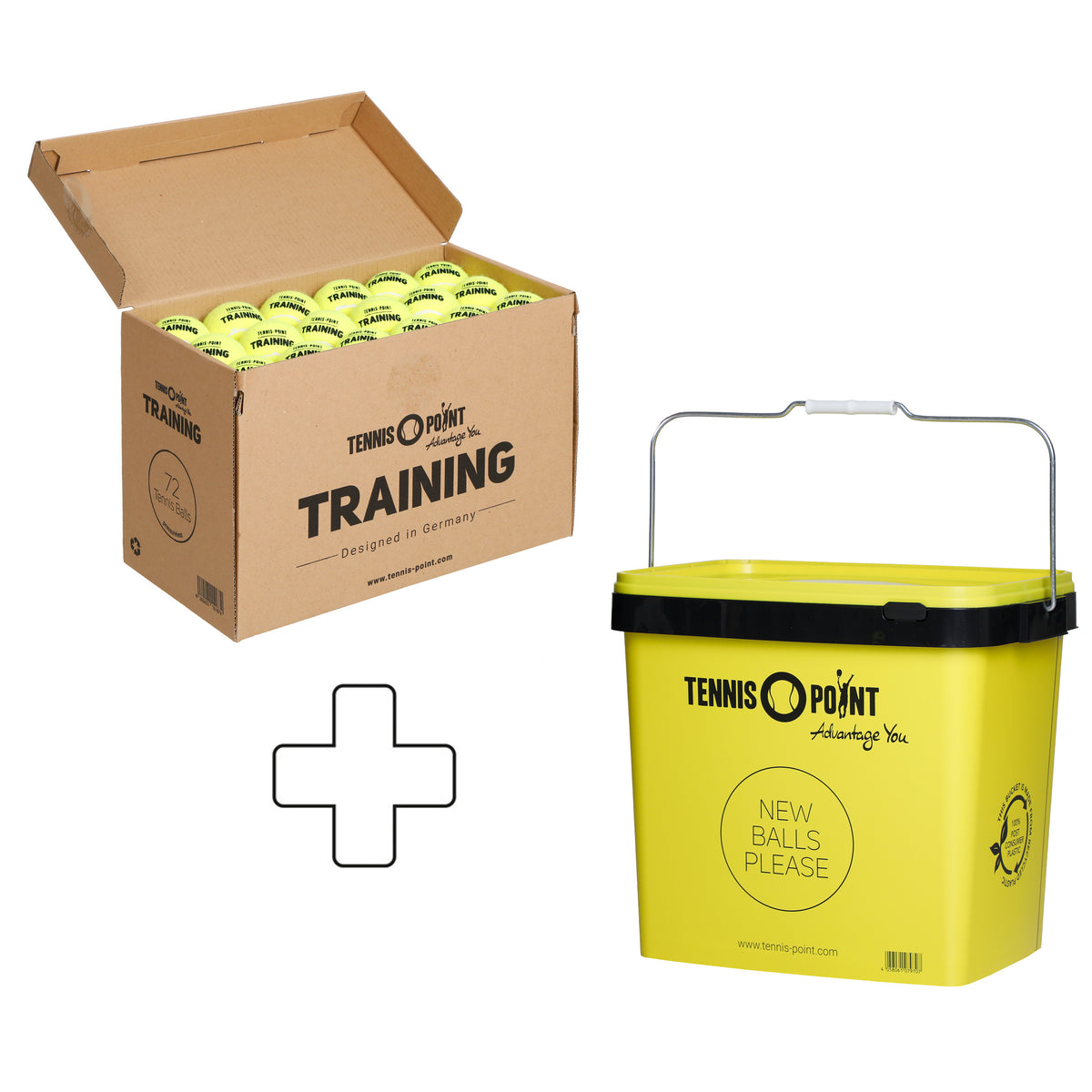 Tennis-Point Box de 72 balles Training + seau à balles Tennis-Point Box de 72 balles Training + seau à balles