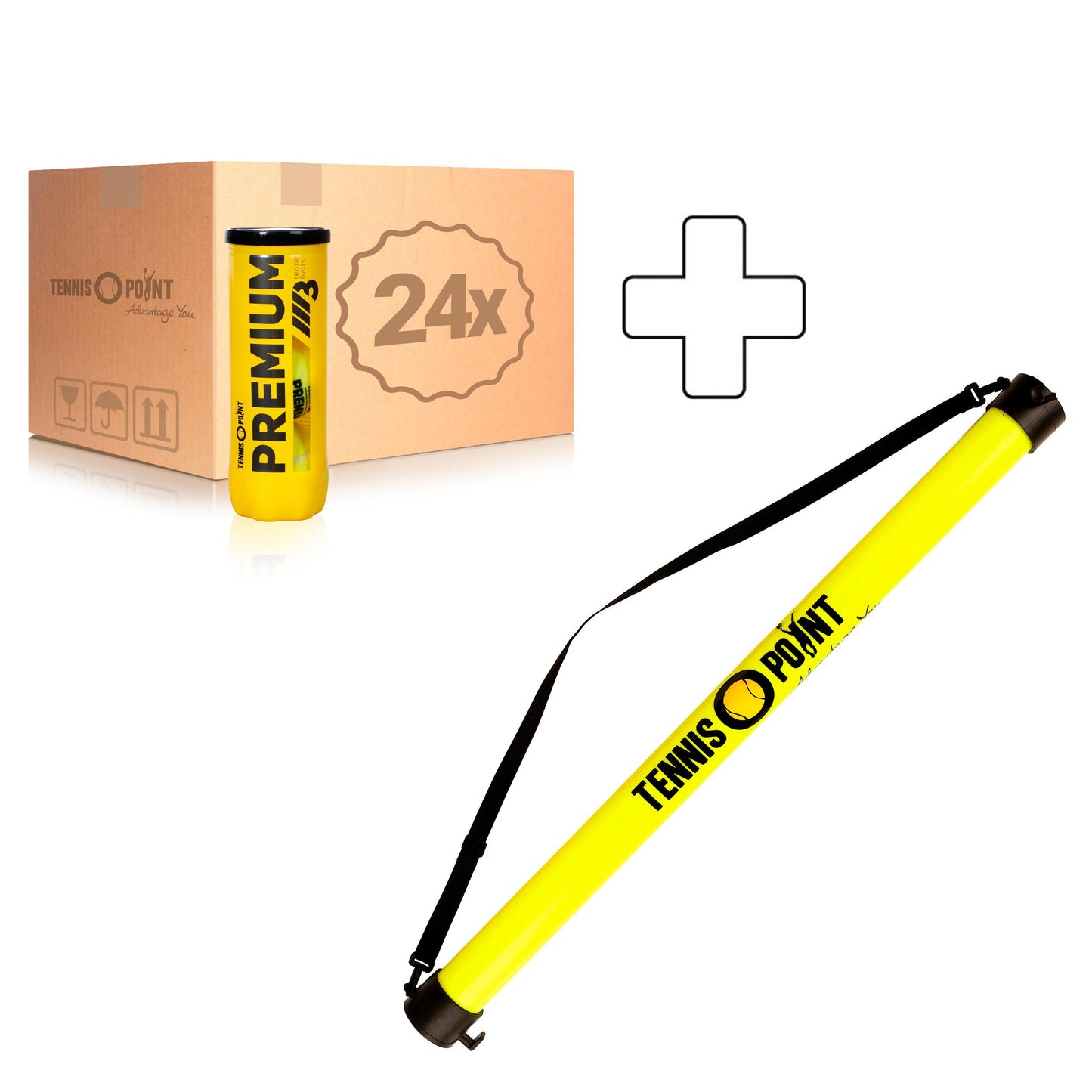 Tennis-Point 24 Tubes de 3 Premium + ramasse balles forme tube Tennis-Point 24 Tubes de 3 Premium + ramasse balles forme tube