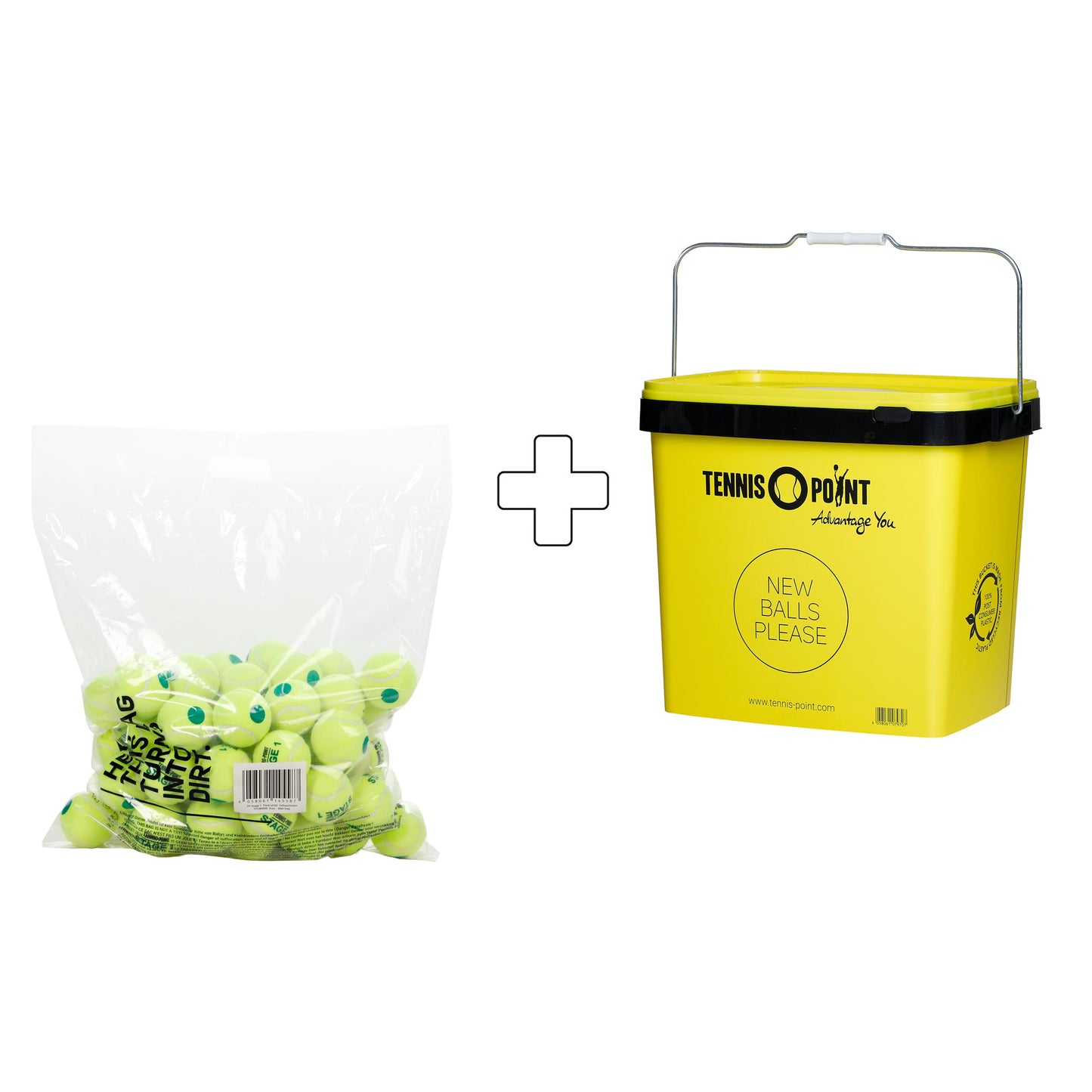 Tennis-Point Sac de 60 balles TP Stage 1 + seau à balles Tennis-Point Sac de 60 balles TP Stage 1 + seau à balles
