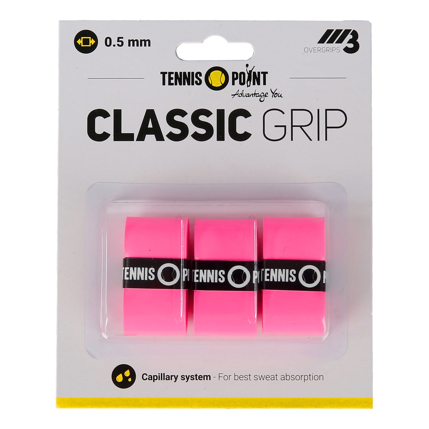 Tennis-Point Classic Grip Pack de 3 - pink Tennis-Point Classic Grip Pack de 3 - pink