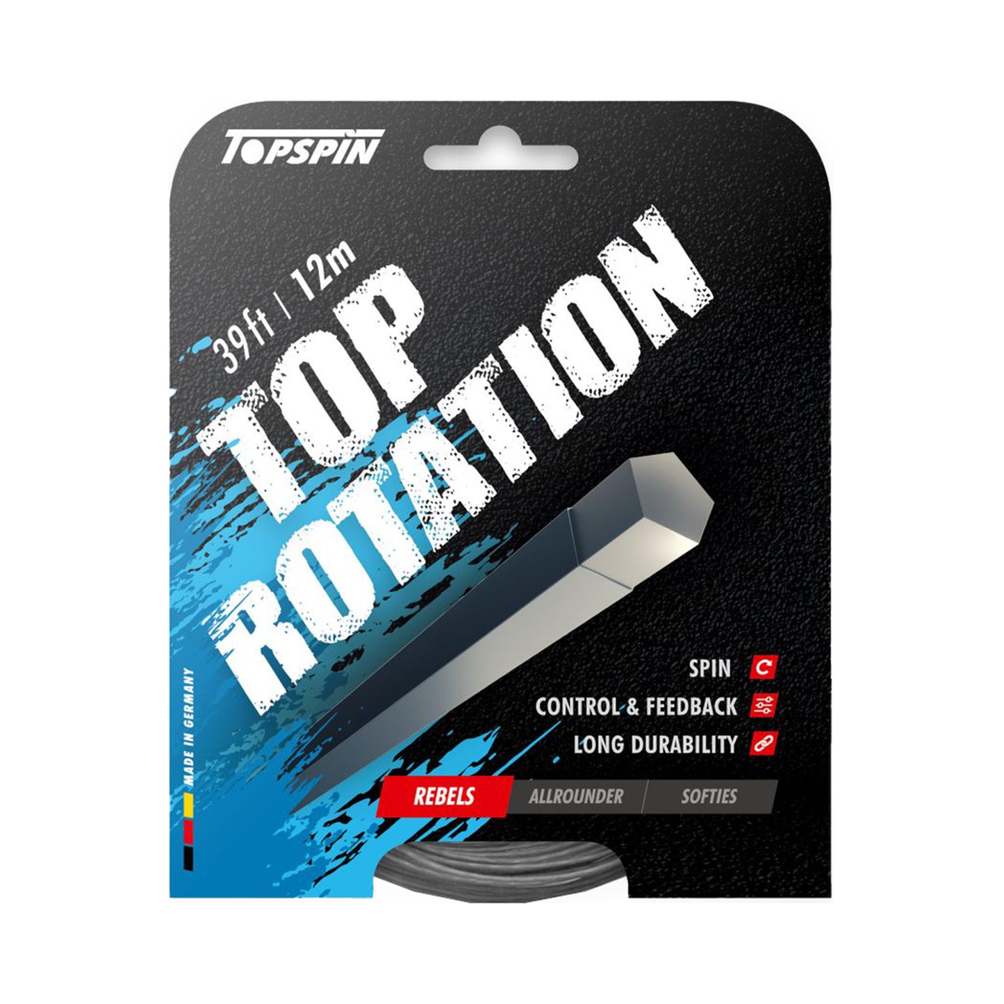 Topspin Top Rotation 12m Cordage En Garniture-Gris Topspin Top Rotation 12m Cordage En Garniture-Gris