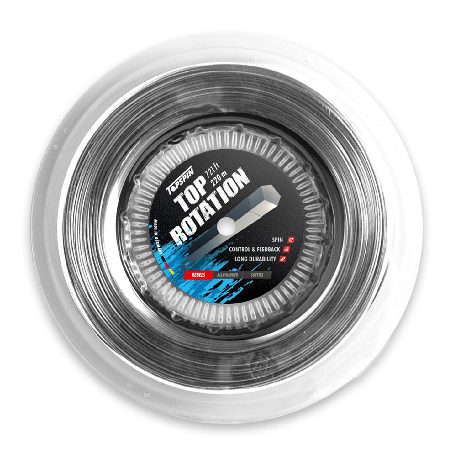 Topspin Top Rotation 220m Bobine Cordage-Gris Topspin Top Rotation 220m Bobine Cordage-Gris
