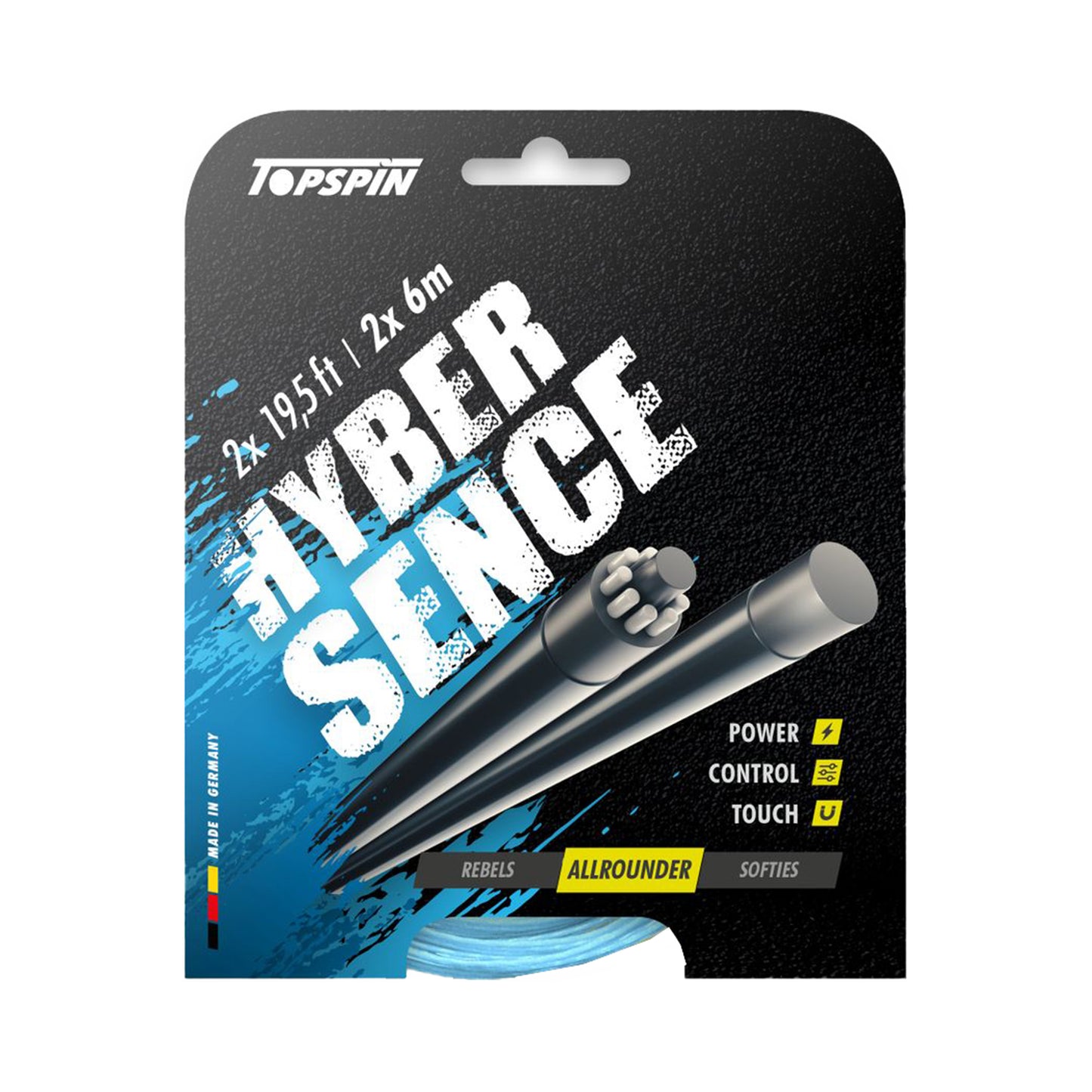 Topspin Hyber Sence 2 X 6m Cordage En Garniture-Bleu Clair Topspin Hyber Sence 2 X 6m Cordage En Garniture-Bleu Clair