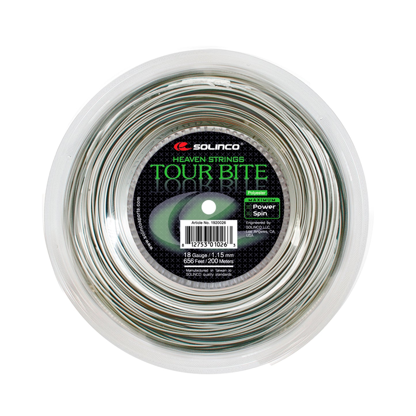 Solinco Tour Bite Bobine Cordage 200m-Argent Solinco Tour Bite Bobine Cordage 200m-Argent