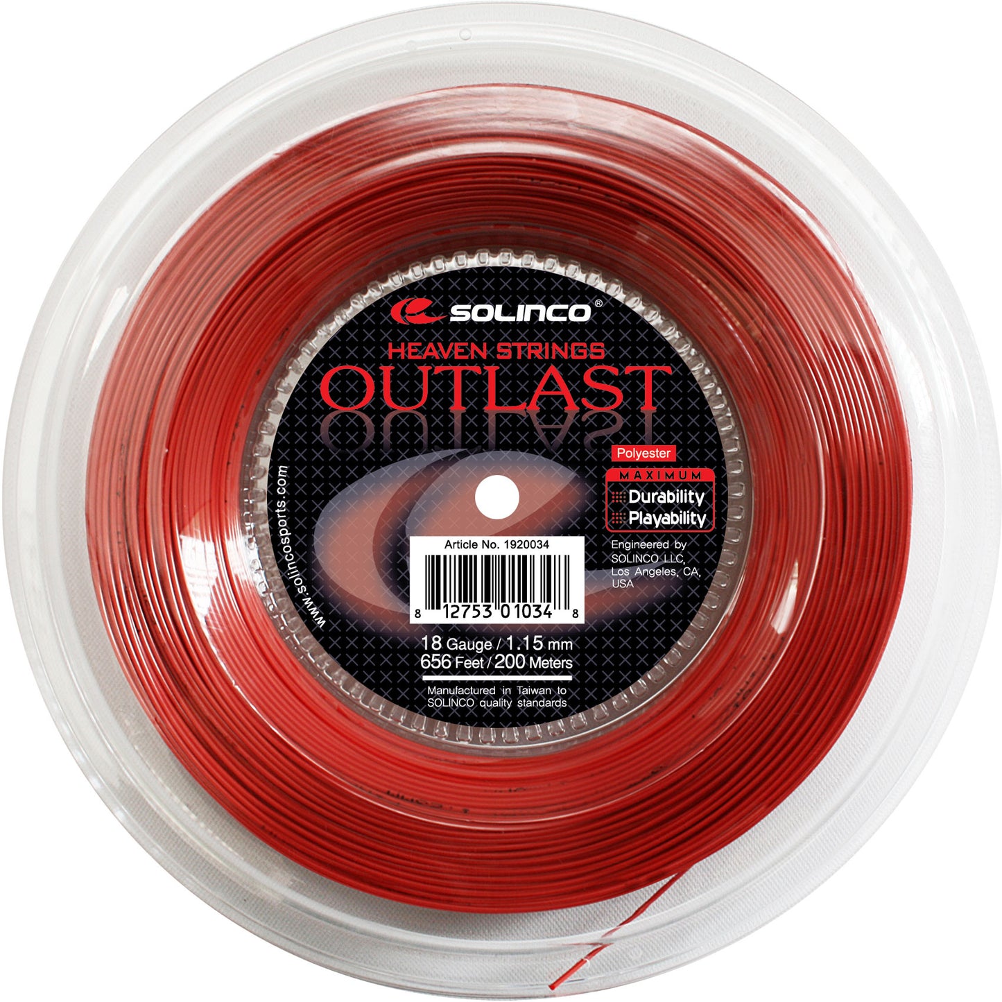 Solinco Outlast Bobine Cordage 200m-Rouge Solinco Outlast Bobine Cordage 200m-Rouge
