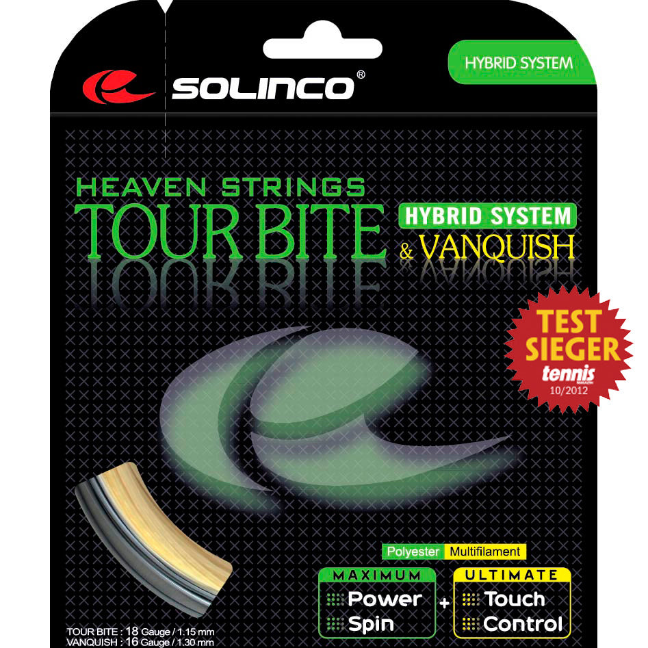 Solinco Tour Bite 6,8m Silber + Vanquish 6,3m Cordage En Garniture 13,1m-Argent,Écru Solinco Tour Bite 6,8m Silber + Vanquish 6,3m Cordage En Garniture 13,1m-Argent,Écru
