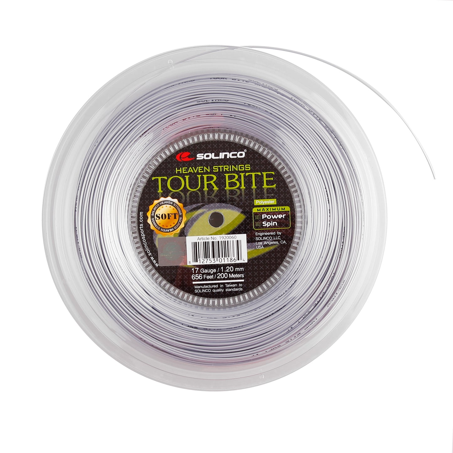 Solinco Tour Bite Soft Bobine Cordage 200m-Argent Solinco Tour Bite Soft Bobine Cordage 200m-Argent