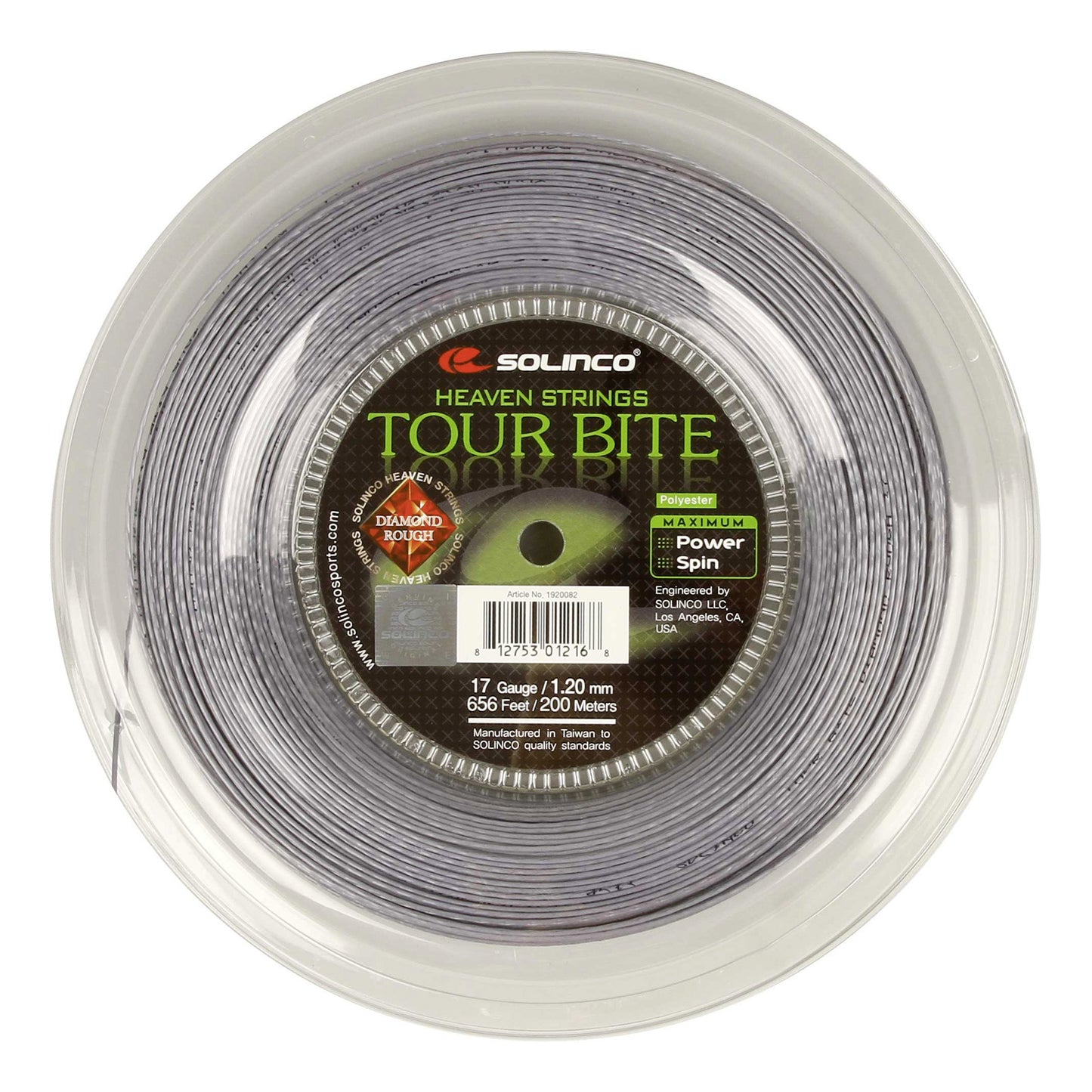 Solinco Tour Bite Diamond Rough Bobine Cordage 200m-Argent Solinco Tour Bite Diamond Rough Bobine Cordage 200m-Argent