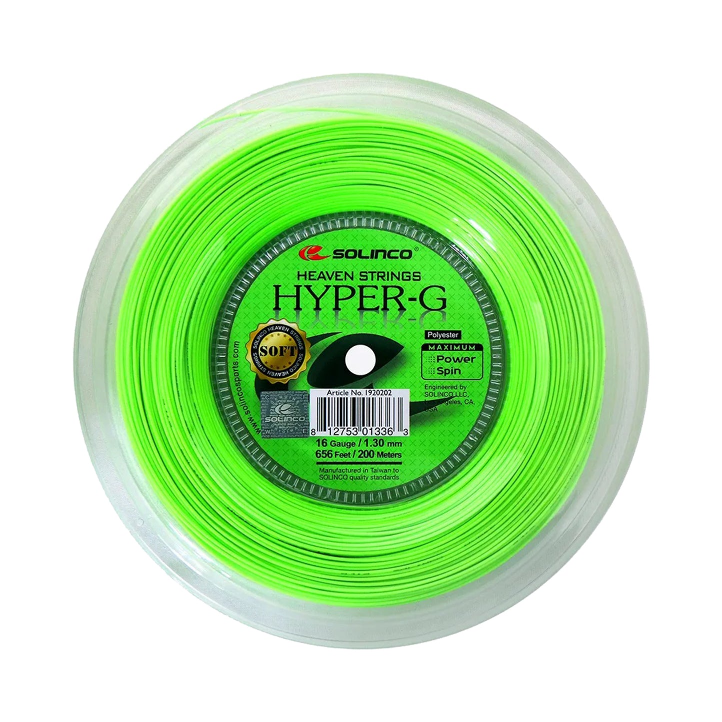 Solinco Hyper-G Soft Bobine Cordage 200m-Vert Solinco Hyper-G Soft Bobine Cordage 200m-Vert
