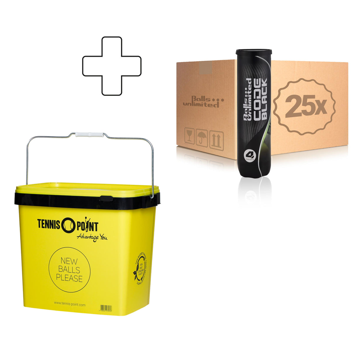 Balls Unlimited 25 tubes de 4 Code Black + seau à balles Balls Unlimited 25 tubes de 4 Code Black + seau à balles
