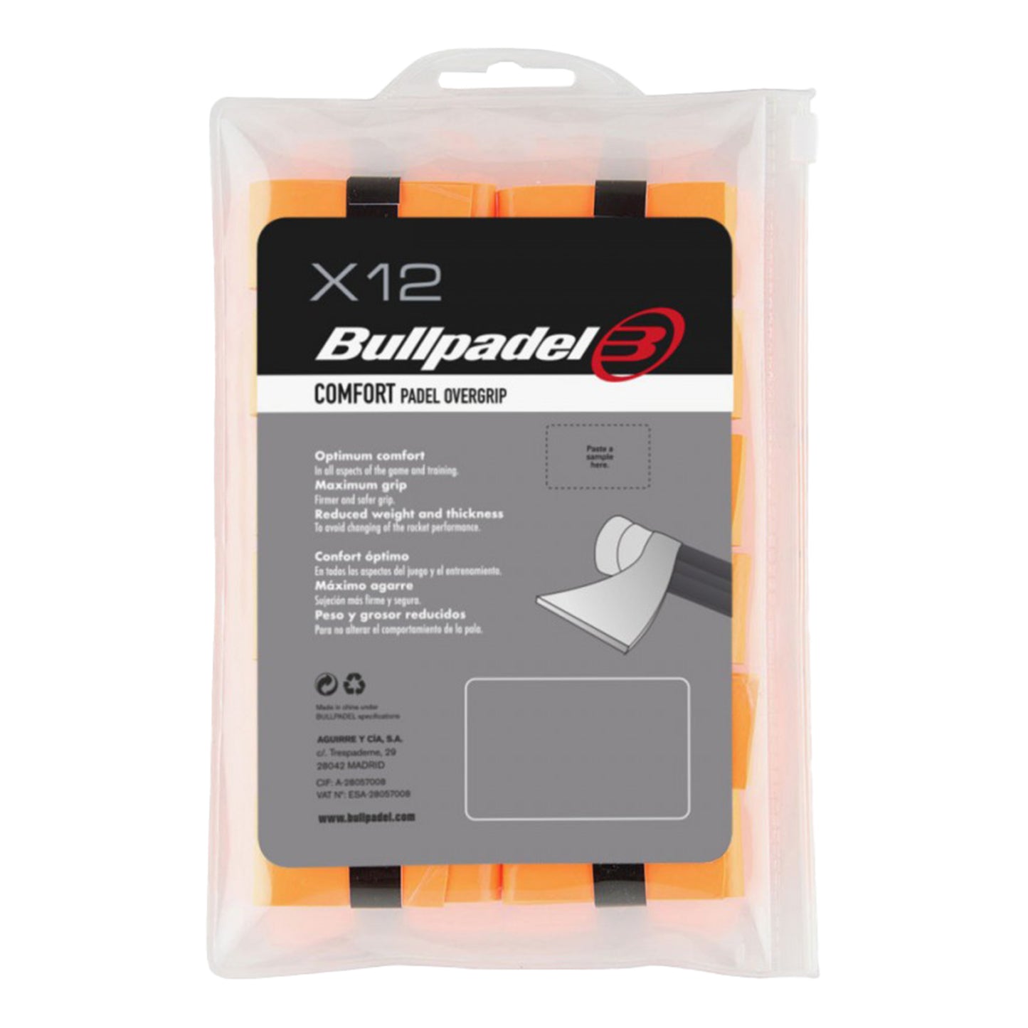 Bullpadel GB-1600 PACK 12 COMFORT-Orange Fluo Bullpadel GB-1600 PACK 12 COMFORT-Orange Fluo
