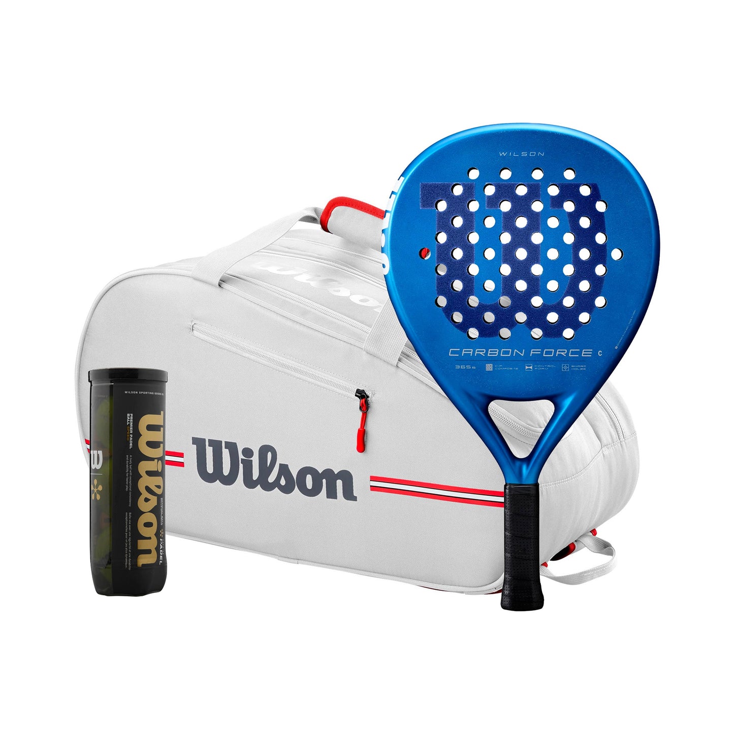 Wilson Pack de 3 Carbon Force C plus sac de raquettes, + tube de balles Wilson Pack de 3 Carbon Force C plus sac de raquettes, + tube de balles