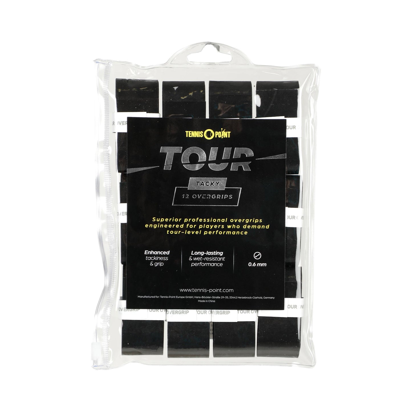 Tennis-Point Tour Tacky Pack de 12 - noir Tennis-Point Tour Tacky Pack de 12 - noir