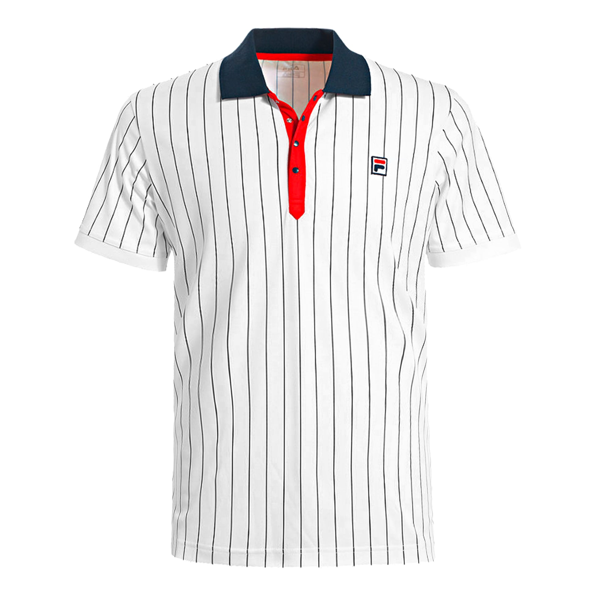 Fila Stripes Polo Hommes-Blanc,Bleu Foncé