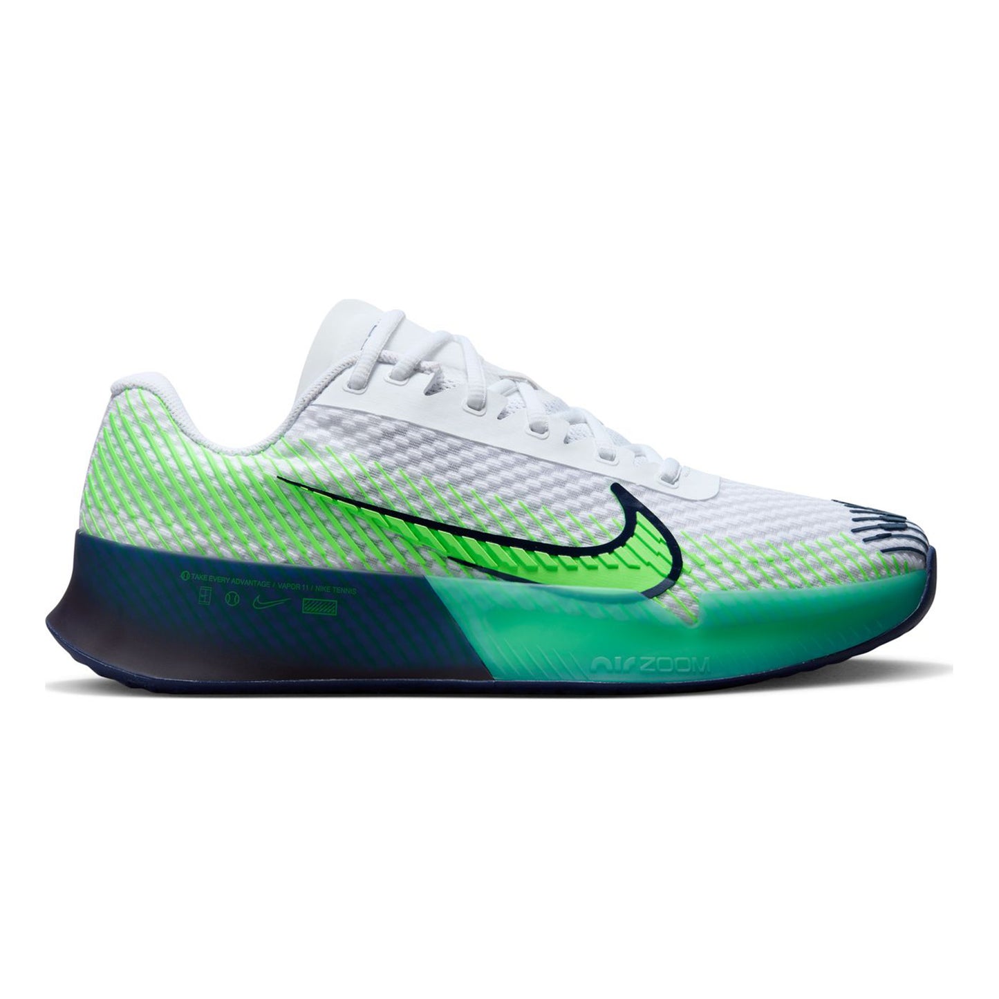 Nike Air Zoom Vapor 11 Chaussures toutes surfaces Hommes - blanc, bleu foncé