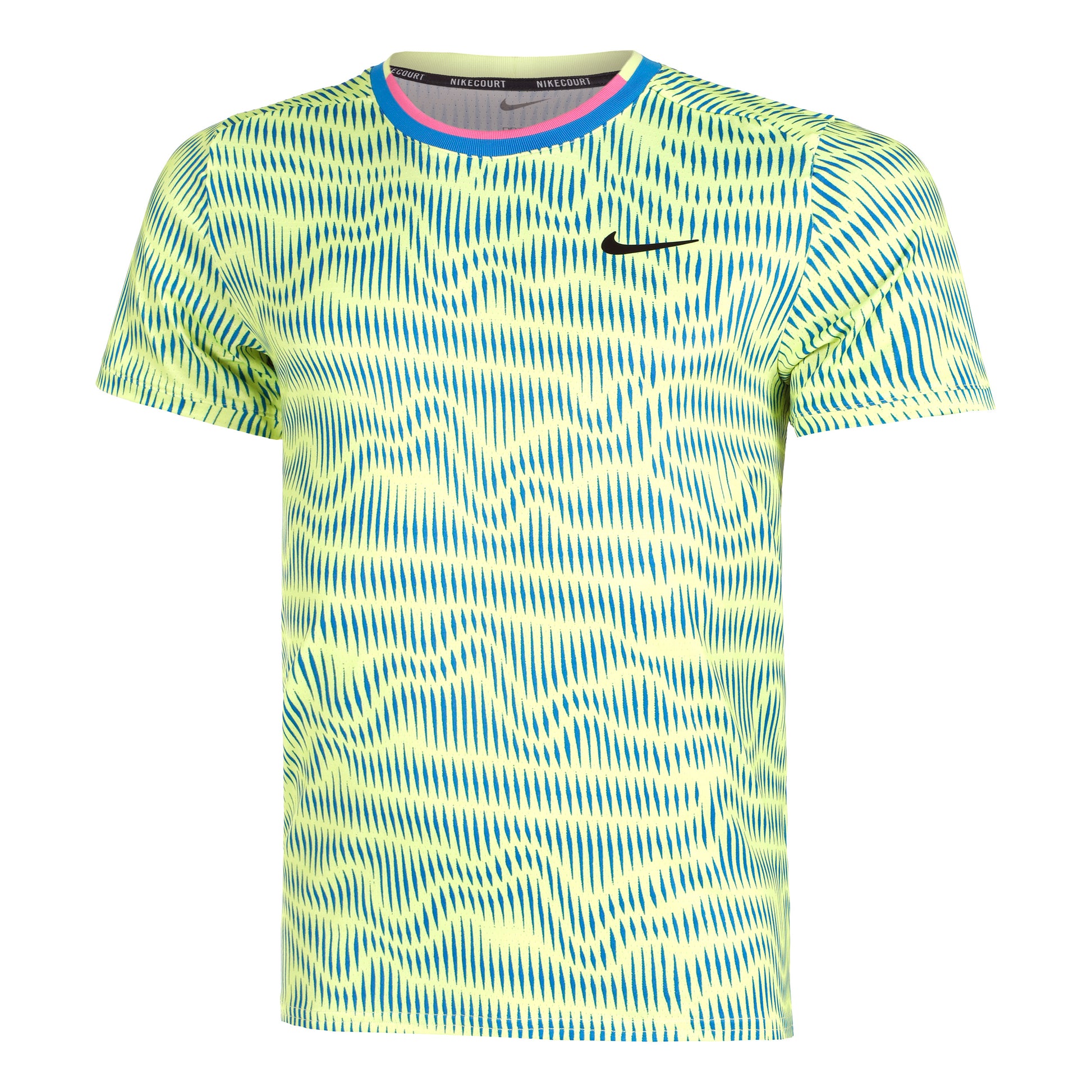 Nike Court Dri-Fit Advantage Print T-shirt Hommes - jaune citron, bleu