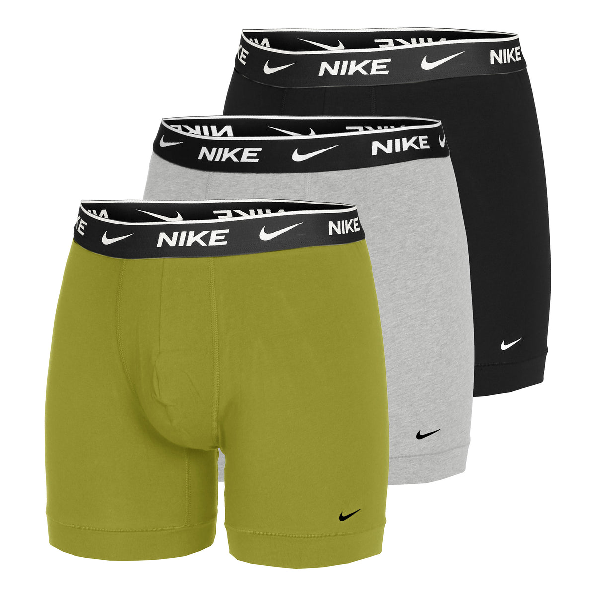 Nike Everyday Cotton Stretch Caleçon Pack de 3 Hommes - multicouleur, vert olive