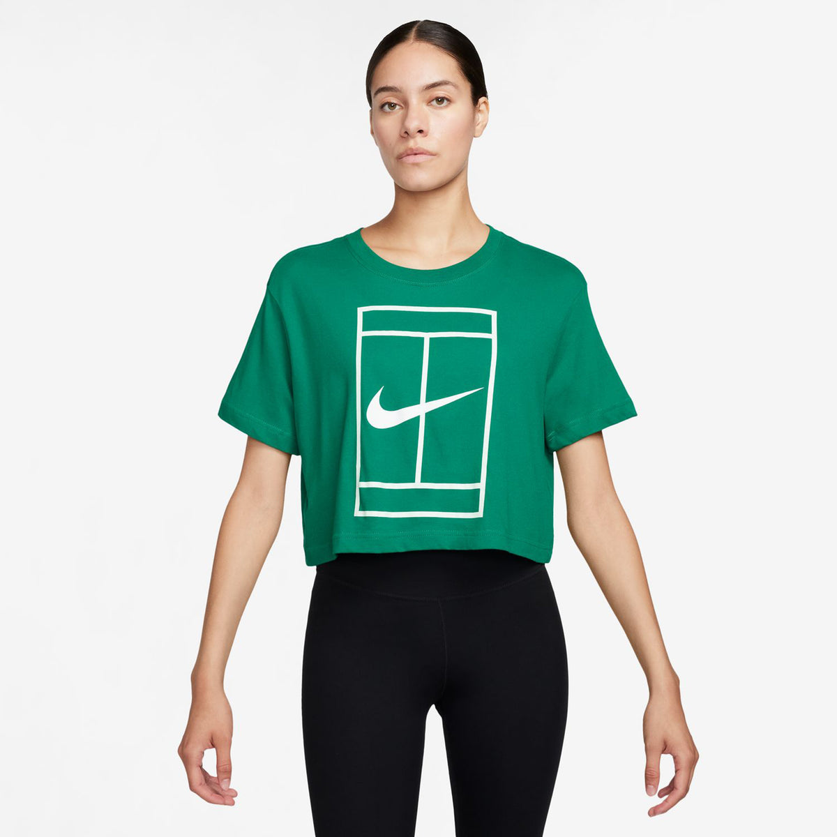 Nike Dri-Fit Heritage Crop T-shirt Femmes - vert, blanc