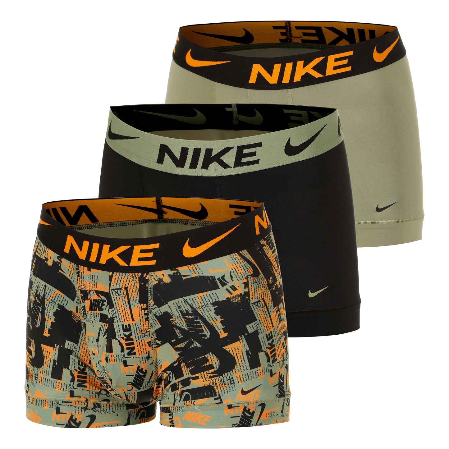 Nike Essential Micro Caleçon Pack de 3 Hommes - vert olive, noir