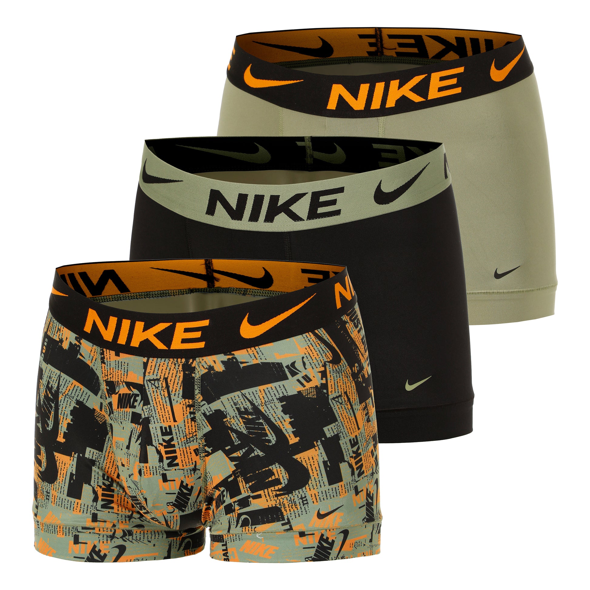 Nike Essential Micro Caleçon Pack de 3 Hommes - vert olive, noir