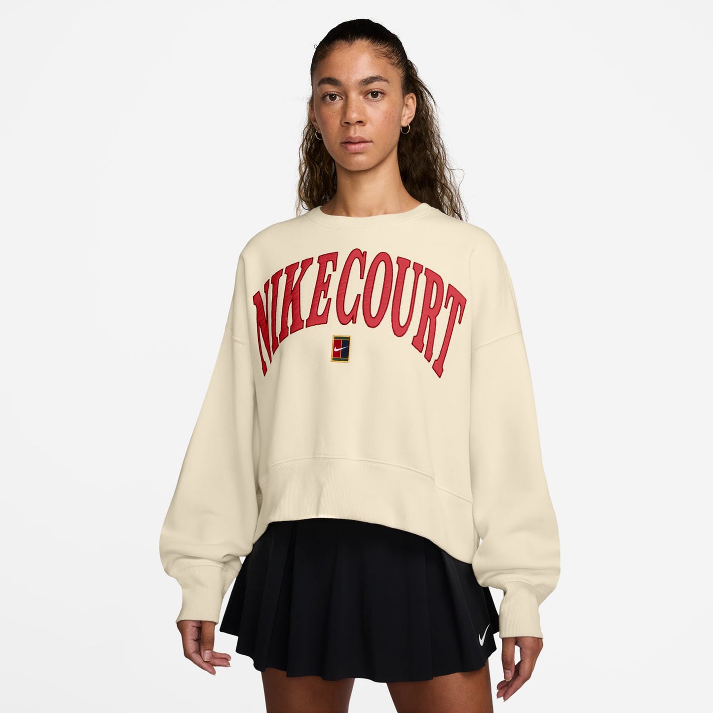 Nike Court Heritage Phoenix Fleece Oversized Crew High Rise Sweat-shirt Femmes - beige,