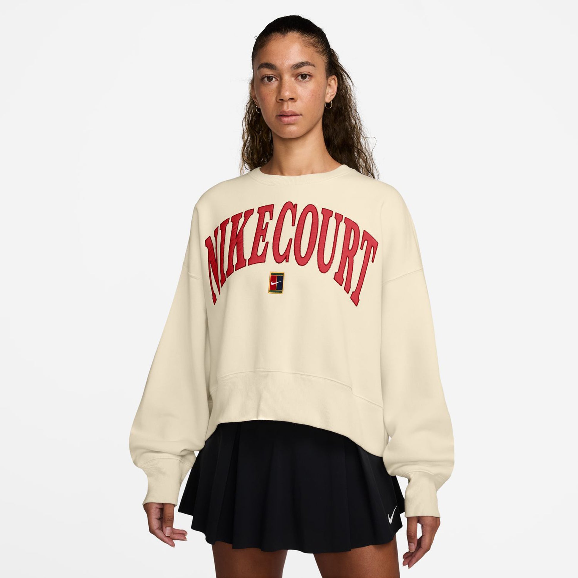 Nike Court Heritage Phoenix Fleece Oversized Crew High Rise Sweat-shirt Femmes - beige,