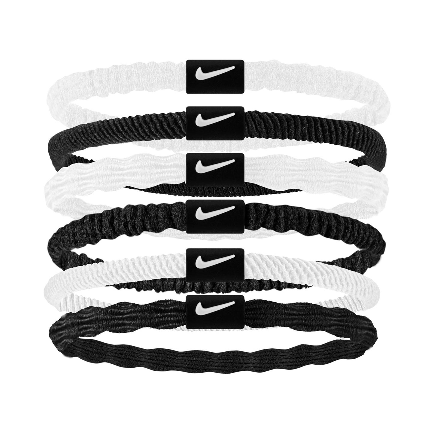 Nike Flex Hair Tie Bandeau Pack De 6-Blanc,Noir