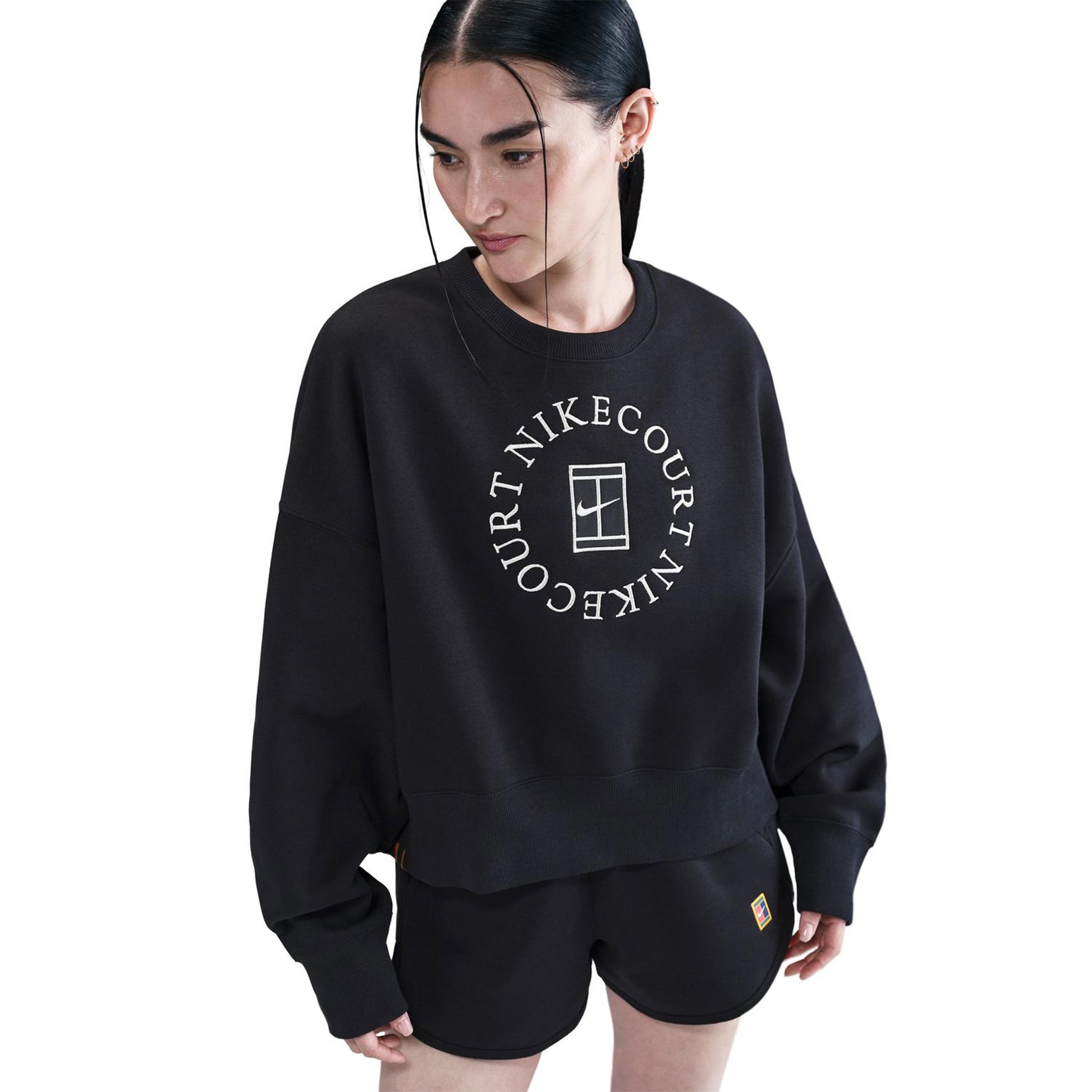 Nike Court Phoenix Over-Oversized Crew Heritage Sweat-shirt Femmes-Noir