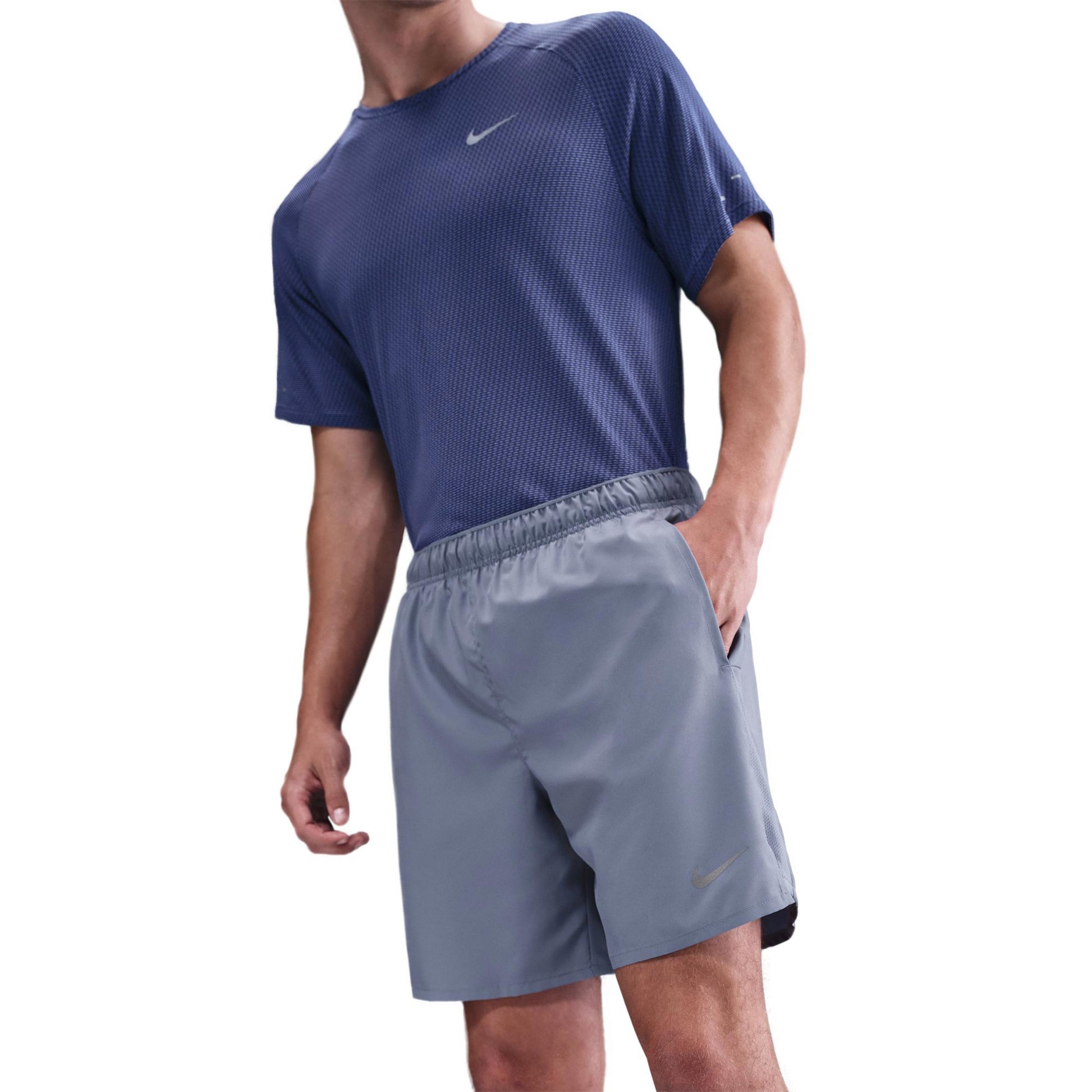 Nike Challenger 7in Brief-Lined Short de running Hommes - bleu gris, argent