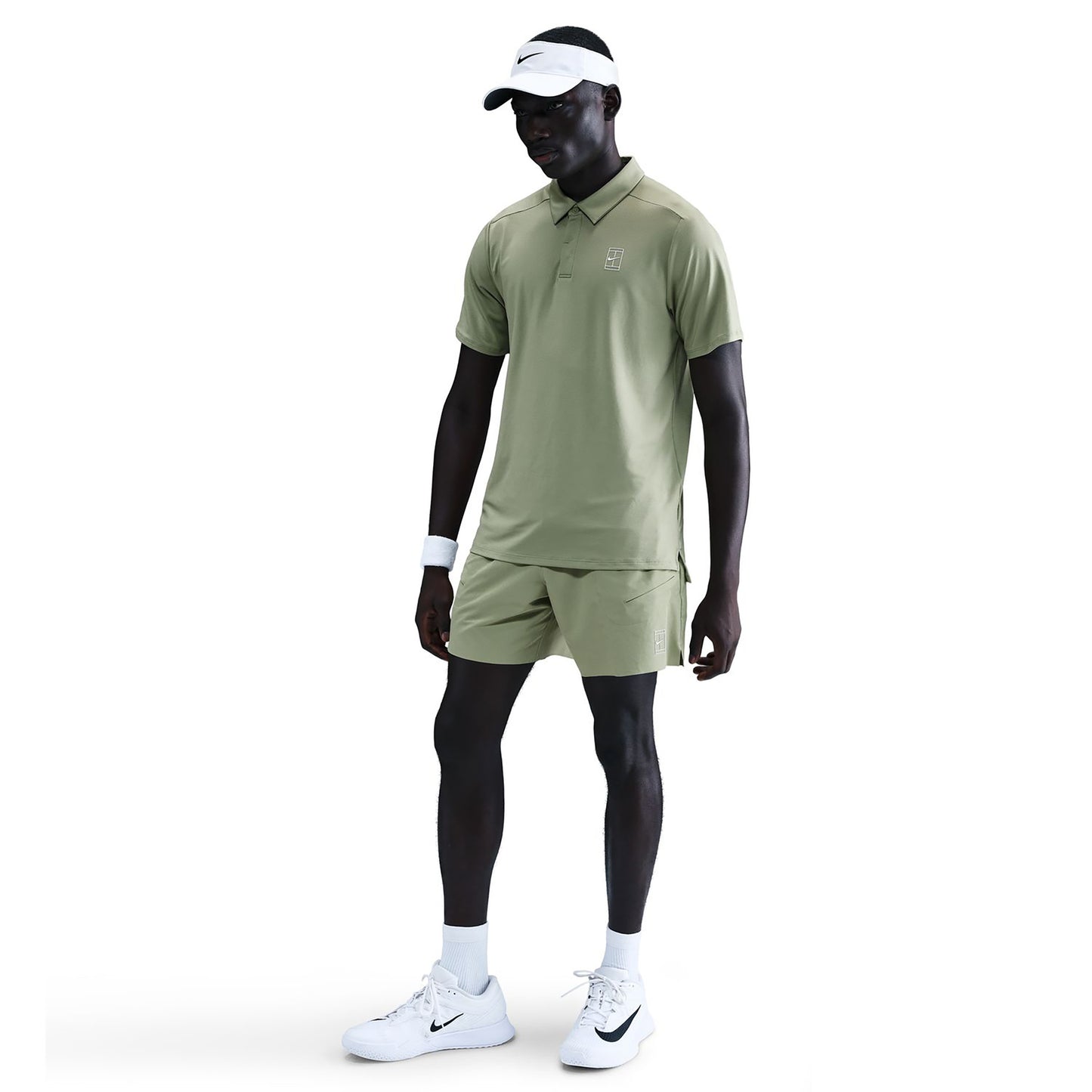 Nike Court Dri-FIT Advantage 6in Shorts Hommes - vert olive, blanc