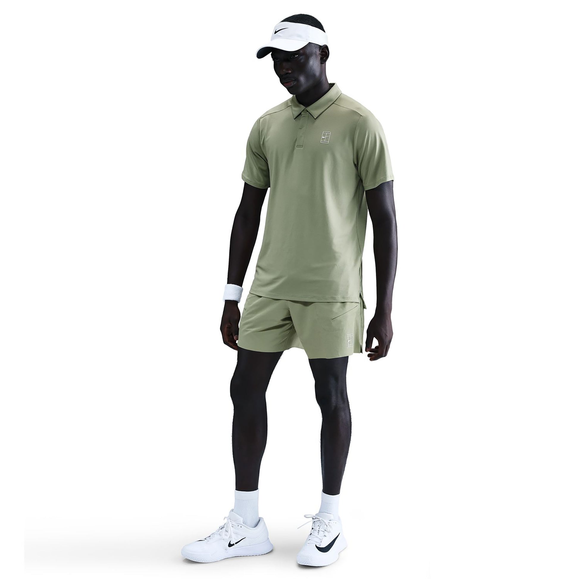 Nike Court Dri-FIT Advantage 6in Shorts Hommes - vert olive, blanc