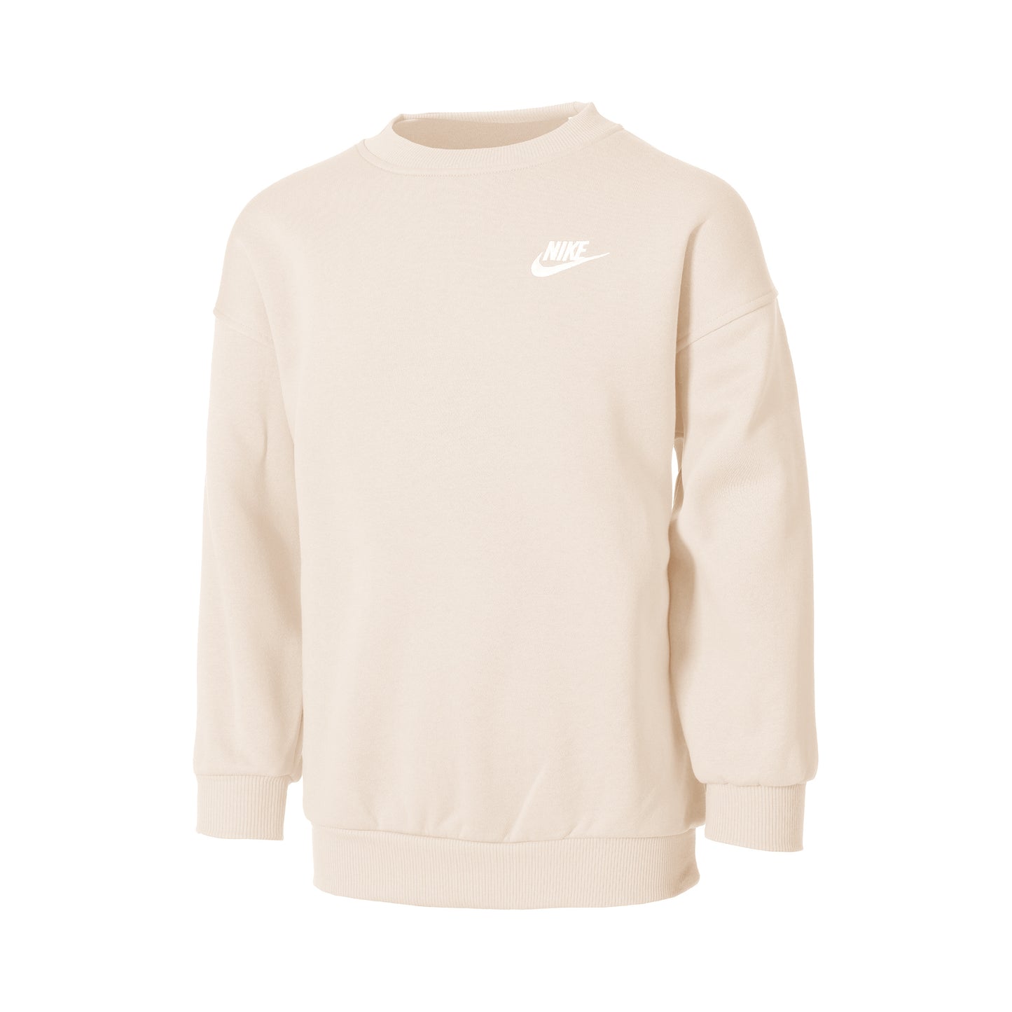 Nike Club Fleece Oversized Crew Sweat-shirt Filles-Beige,Blanc