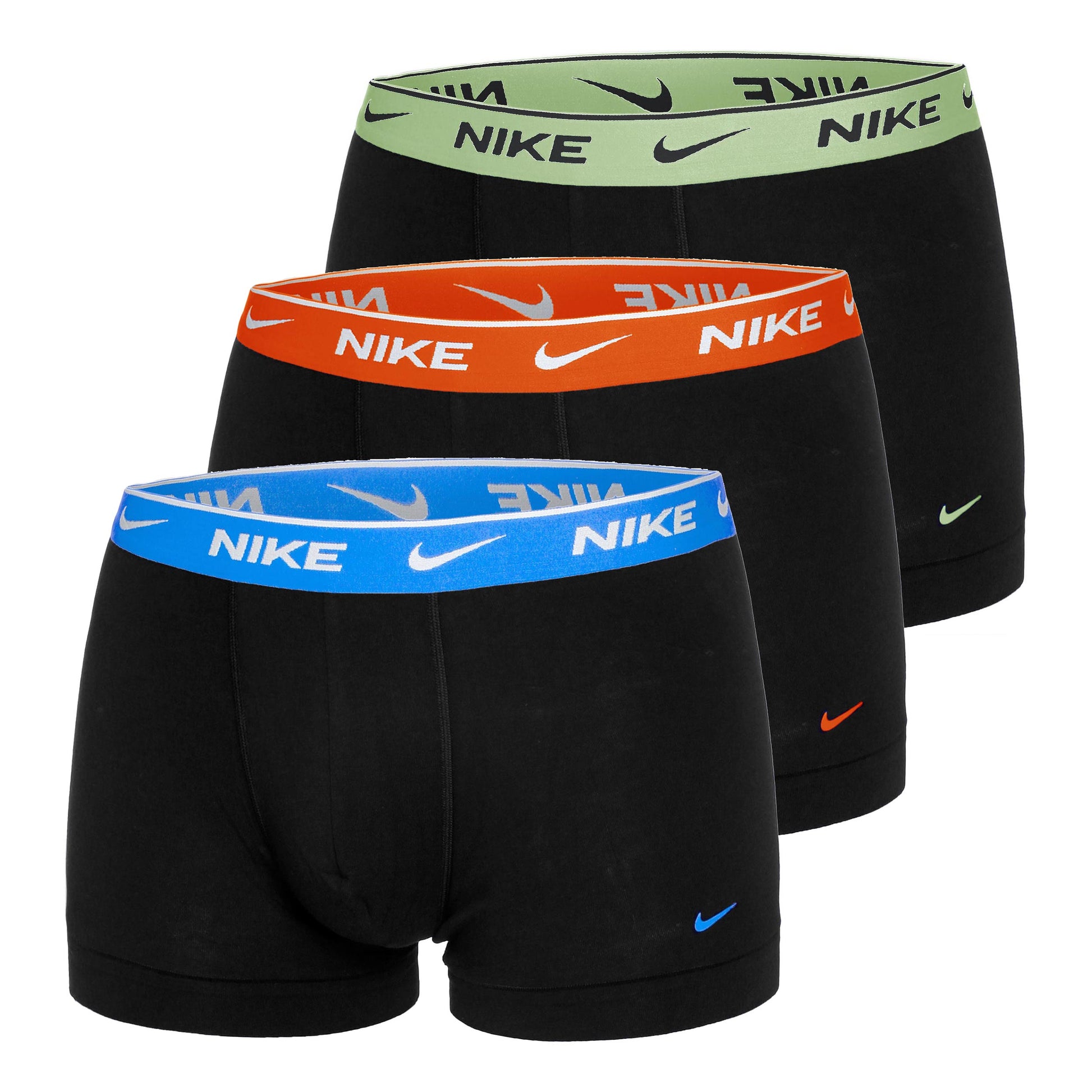 Nike Everyday Cotton Stretch Caleçon Pack De 3 Hommes-Noir,Vert Clair