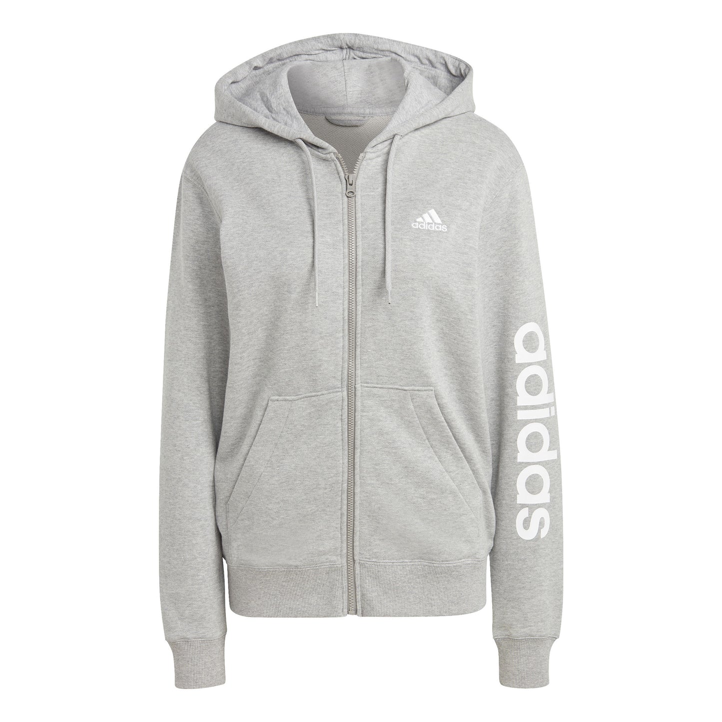 adidas Linear French terry Full Zip Gilet en coton Femmes - gris clair, blanc