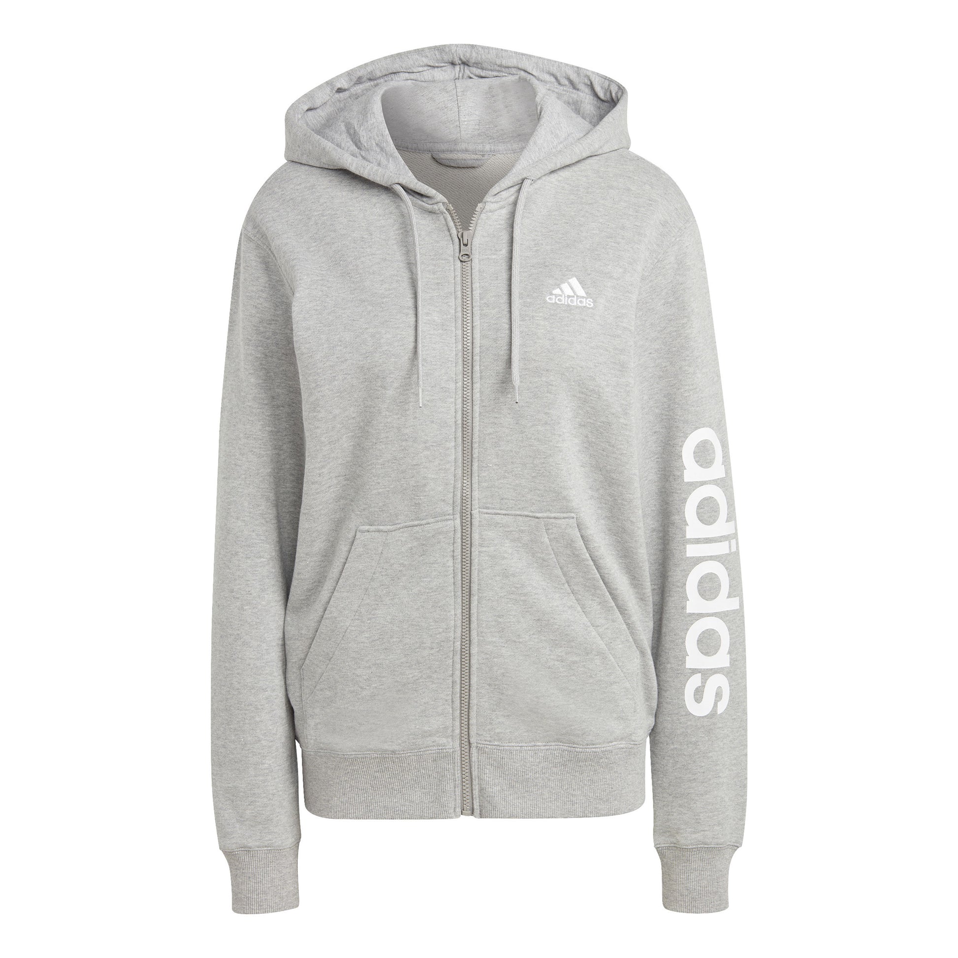 adidas Linear French terry Full Zip Gilet en coton Femmes - gris clair, blanc