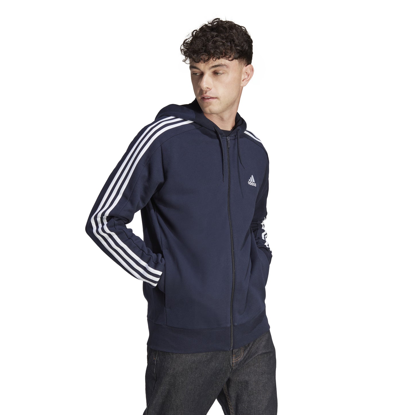 adidas 3Stripes Gilet en coton Hommes - bleu foncé, blanc