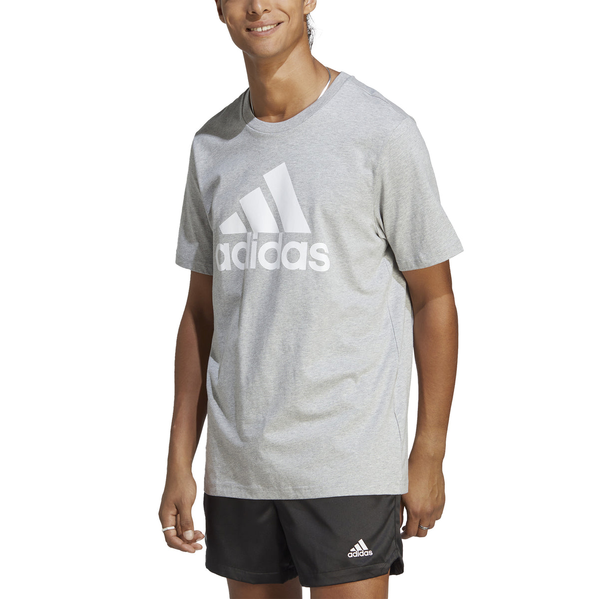 adidas Big Logo Single Jersey T-shirt Hommes - gris clair, blanc