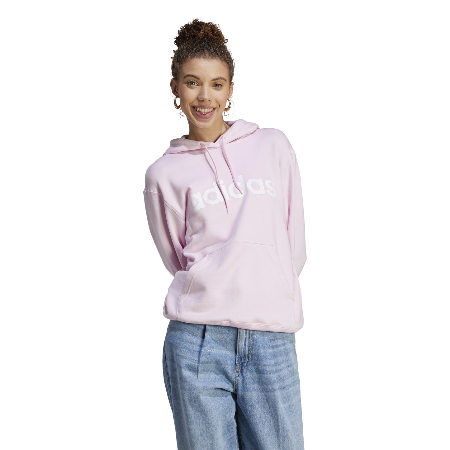adidas Linear French Terry Sweat à capuche Femmes - rosé, blanc