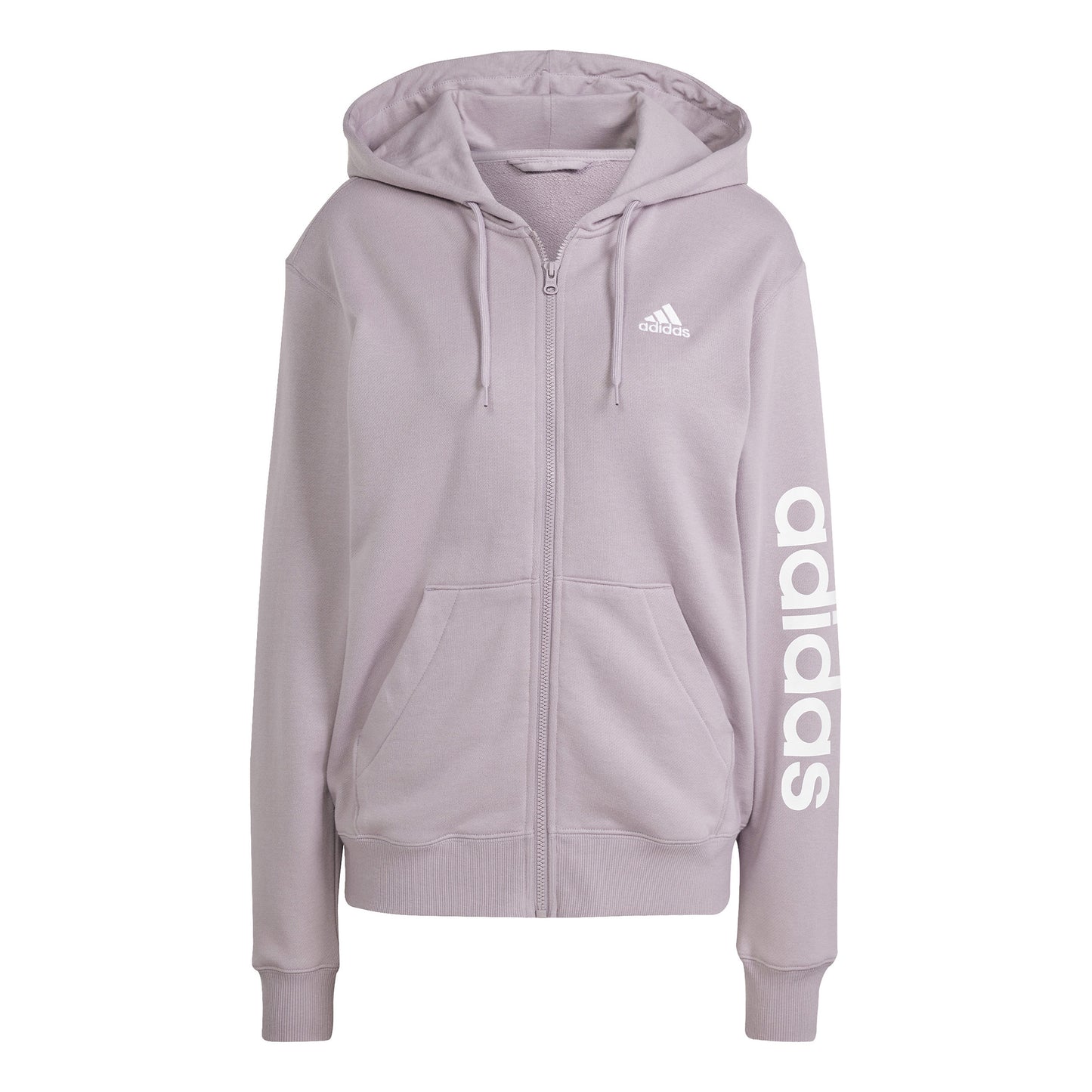 adidas Linear French terry Full Zip Gilet en coton Femmes - lilas, blanc