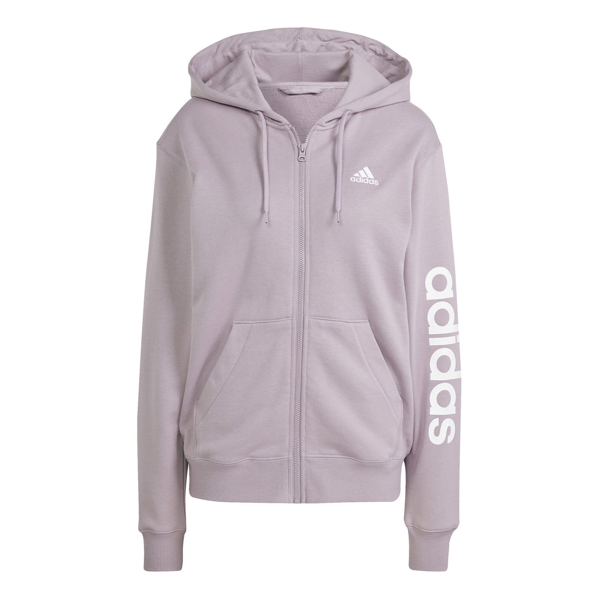 adidas Linear French terry Full Zip Gilet en coton Femmes - lilas, blanc
