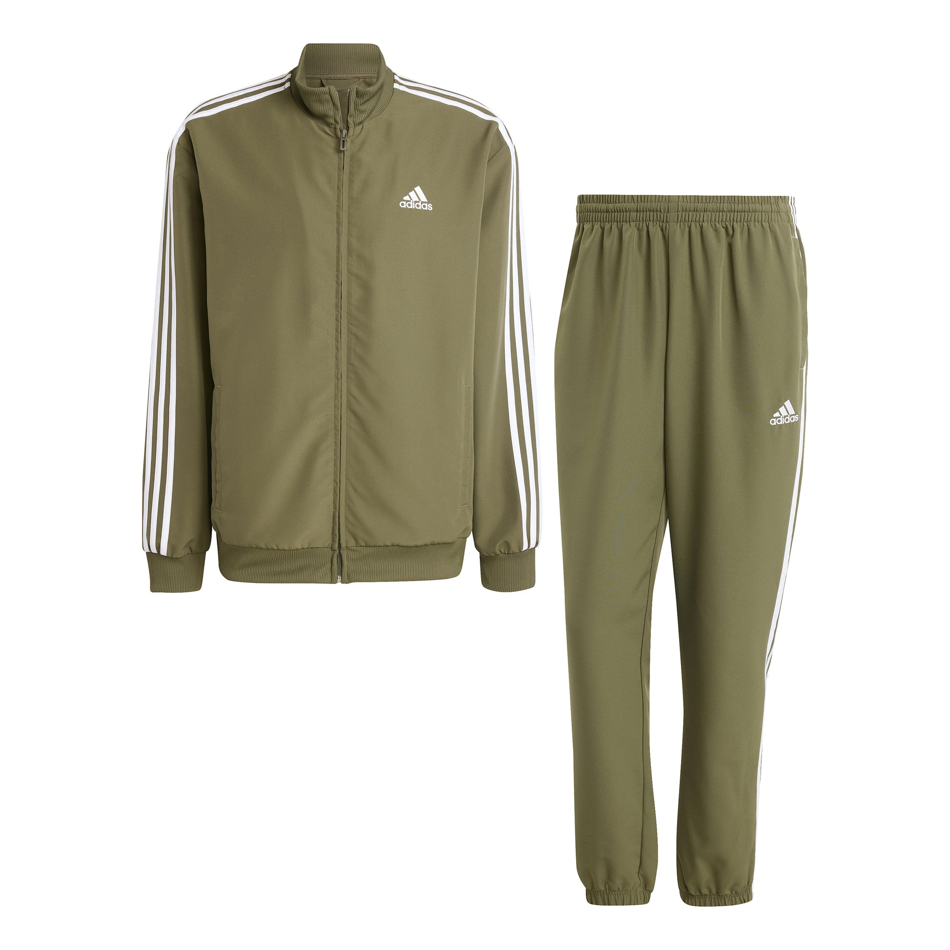 adidas 3Stripes Woven Survêtement Hommes - vert olive, blanc
