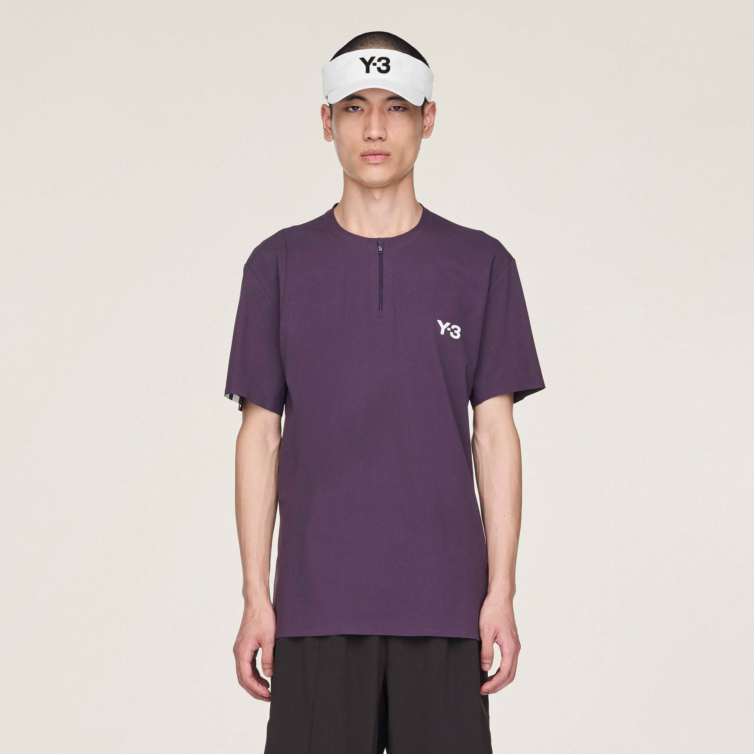 Y-3 Zip Polo Hommes-Violet | Tennis-Point