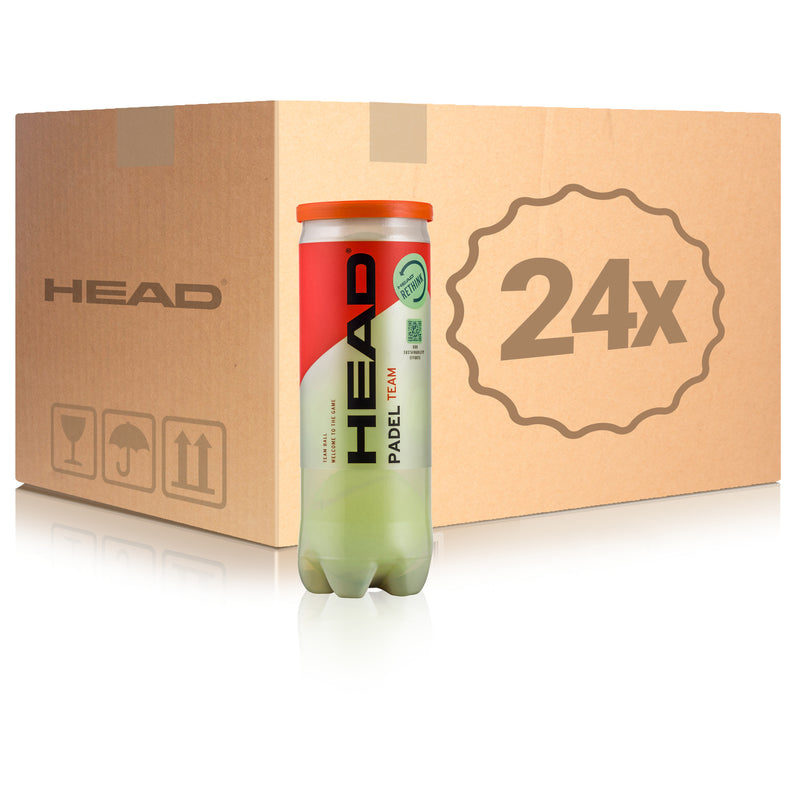 HEAD Padel Pro S+ – Carton De 24 Tubes (3 Balles/tube) – Balles Vitesse, Noyau Haute Pression, Feutre Unique, Tube PET Recyclé